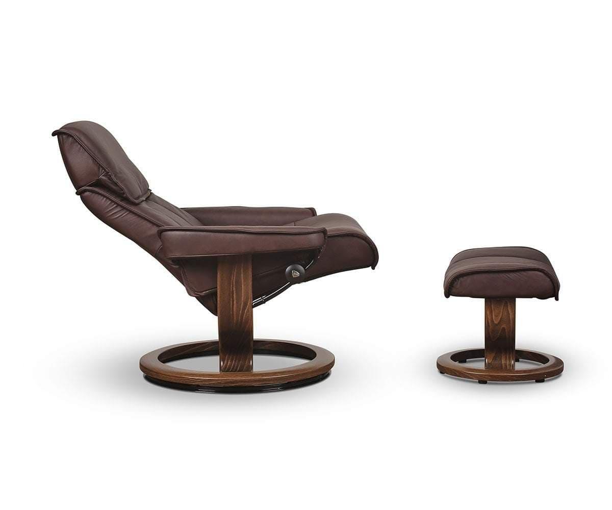 Stressless® Admiral Recliner & Ottoman in Chocolate Brown - Premium Leather Reclining Chair with Footrest for Living Room, Home Theater & Office Relaxation