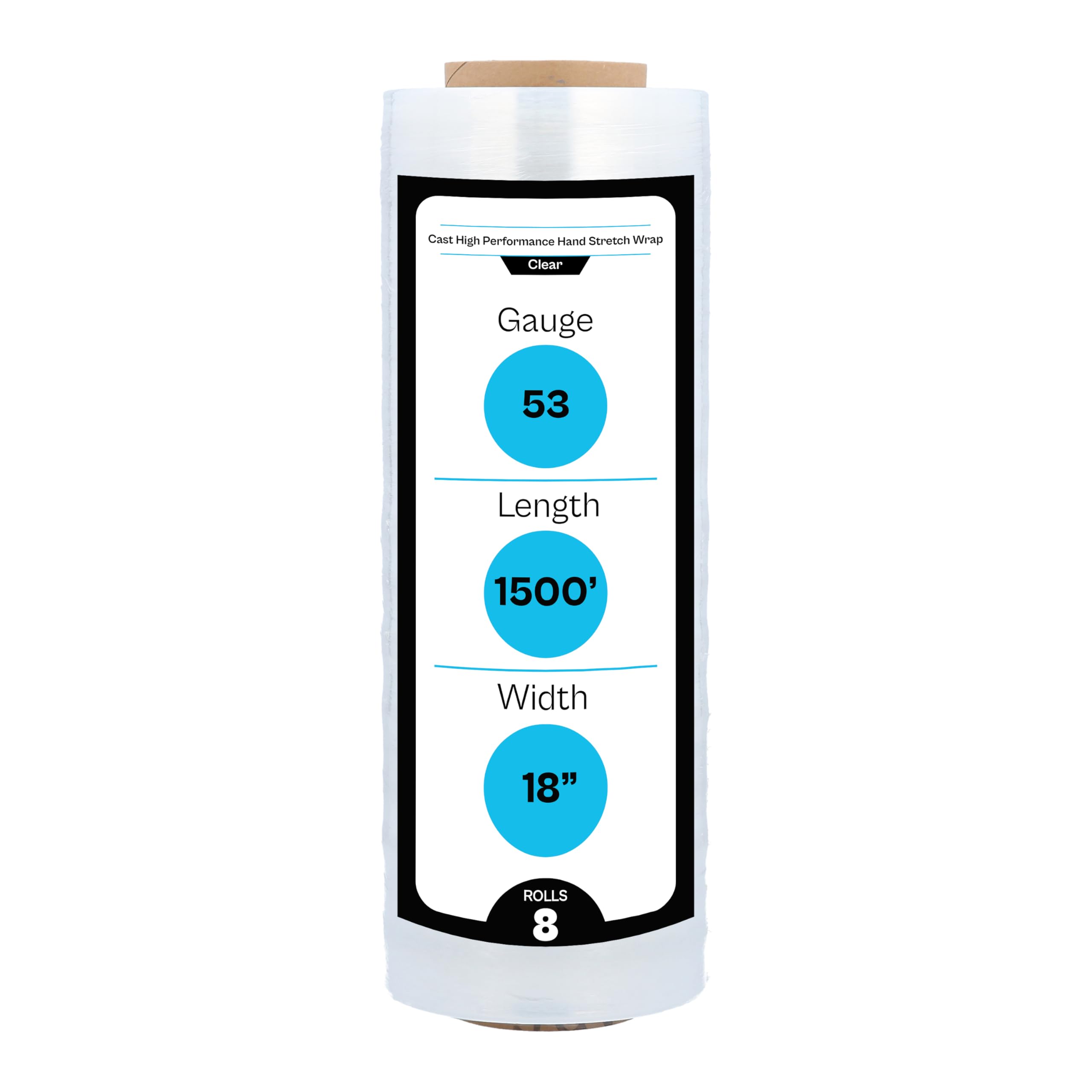 MMBM Clear Stretch Wrap Film - 18 Inch x 1500 Feet (8 Rolls) | Heavy Duty Plastic Cling Wrap for Moving, Packing & Palletizing | Secure Packaging Solution for Shipping, Storage & Warehouse Use