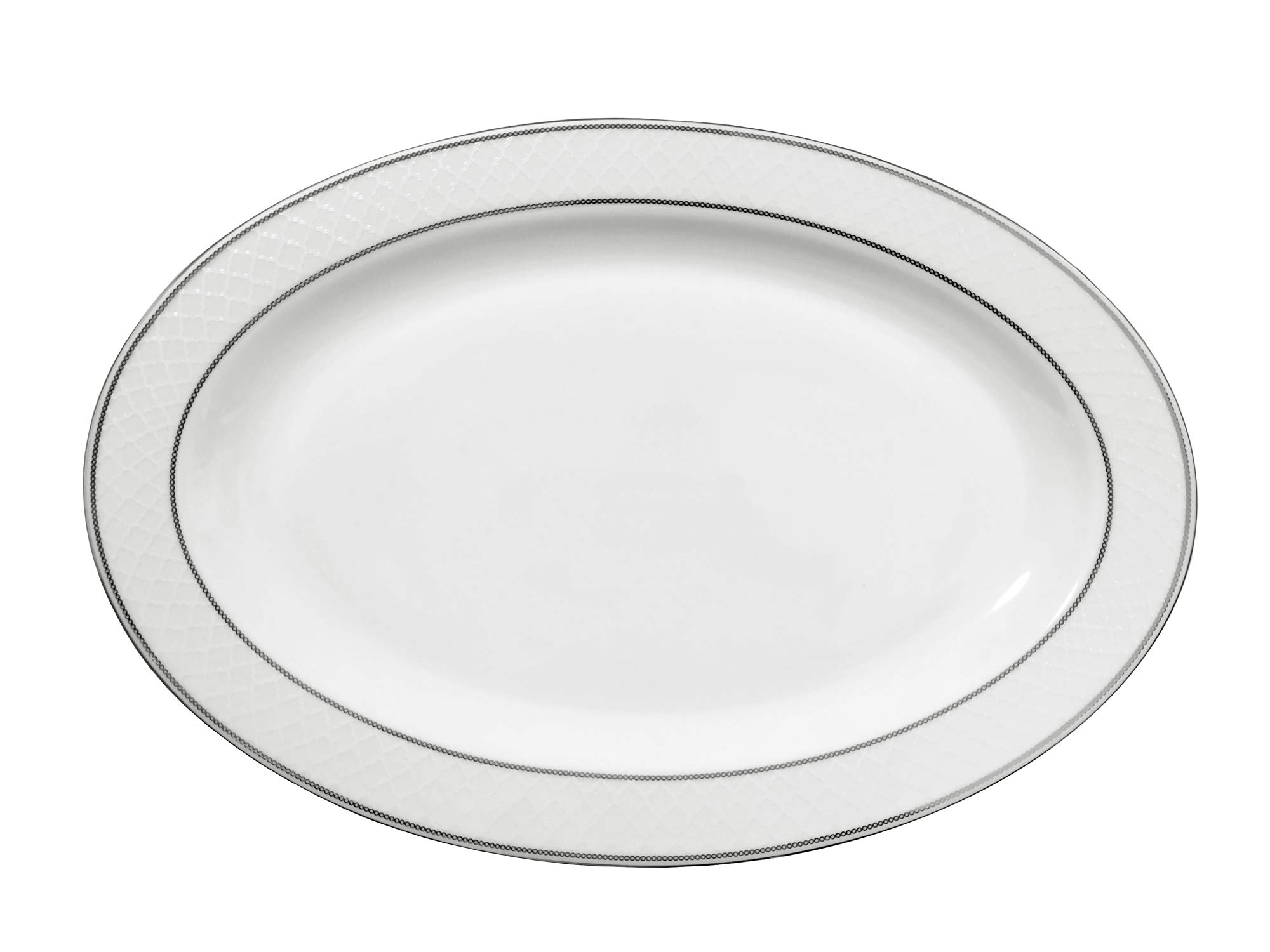 57-Piece Elegant Bone China Dinnerware Set for 8 - Silver Trim, Formal Dining & Special Occasions