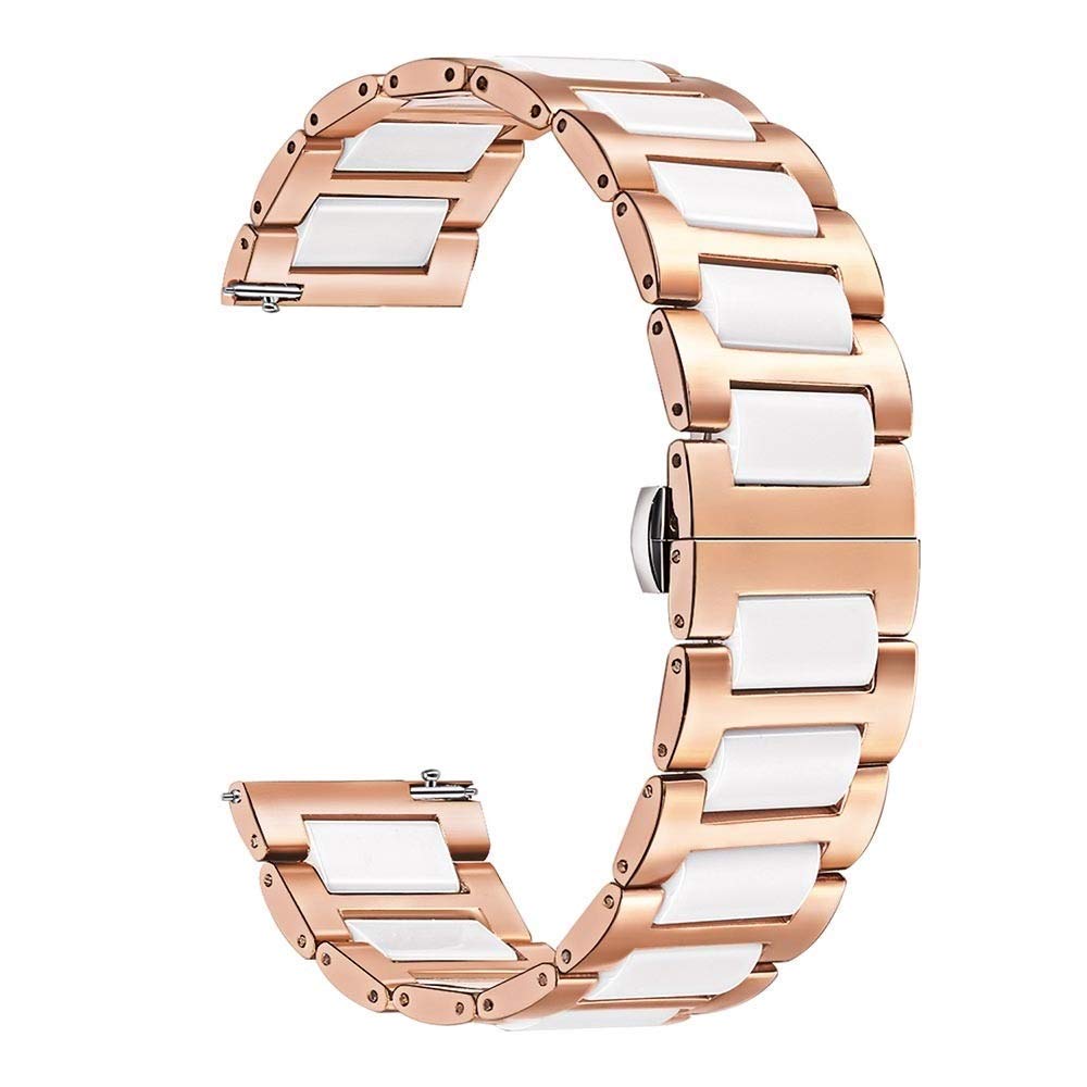 Premium Quick Release Watch Straps for Garmin Vivomove/Vivomove HR - Rose Gold Stainless Steel & Ceramic Watch Band Replacement for Men and Women - Perfect for Workouts, Office Wear & Everyday Use