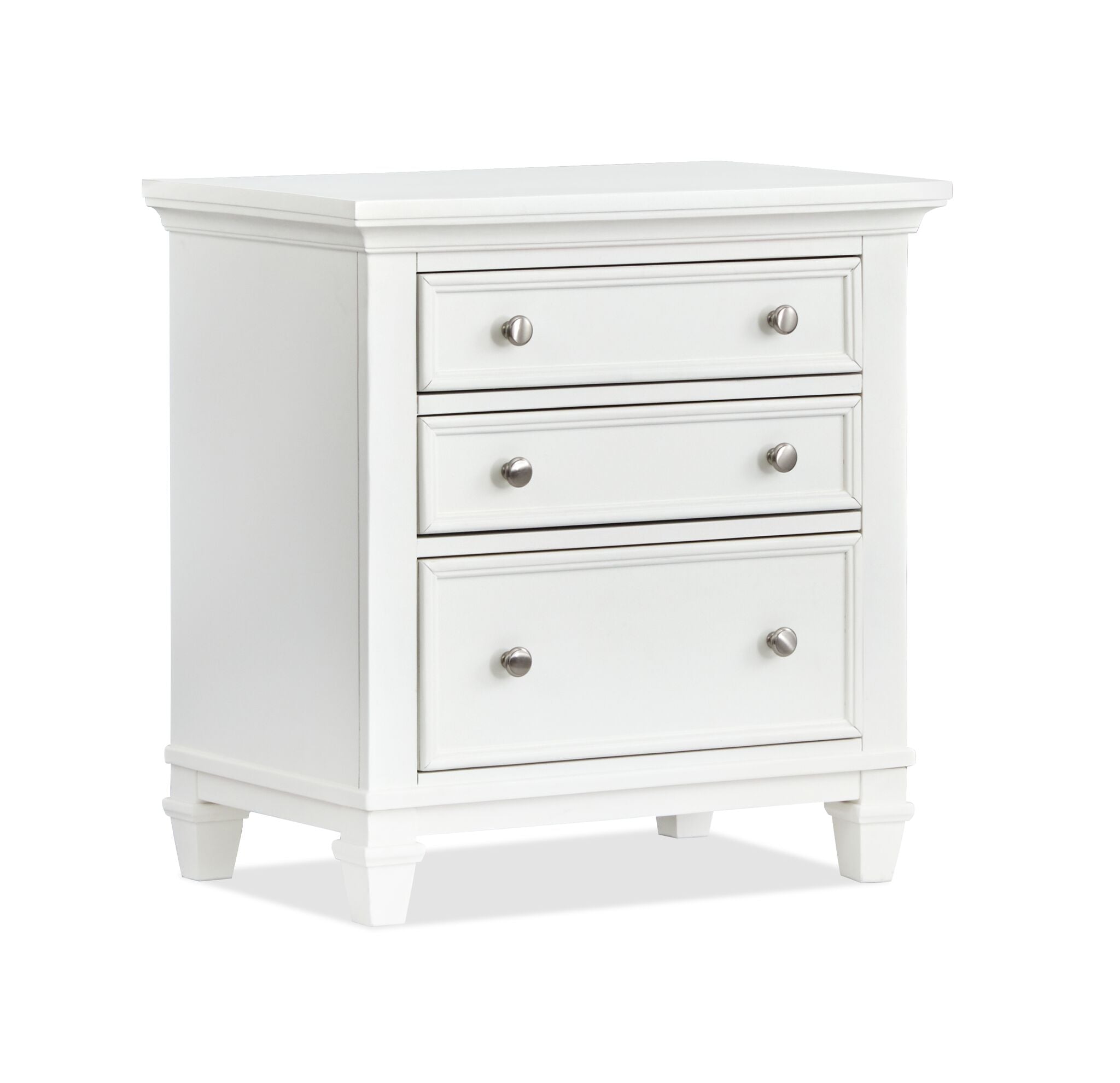 Charleston Night Table - Dove White Finish, Modern Bedside Table with Drawer for Bedroom, Living Room, or Office Storage