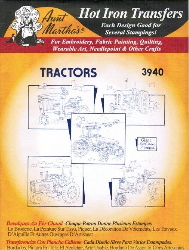 Aunt Martha's Farm Tractors Hot Iron Embroidery Transfer Patterns - Vintage Iron-On Designs for DIY Crafts, Quilting & Home Decor - Perfect for T-Shirts, Tote Bags & Country Style Projects