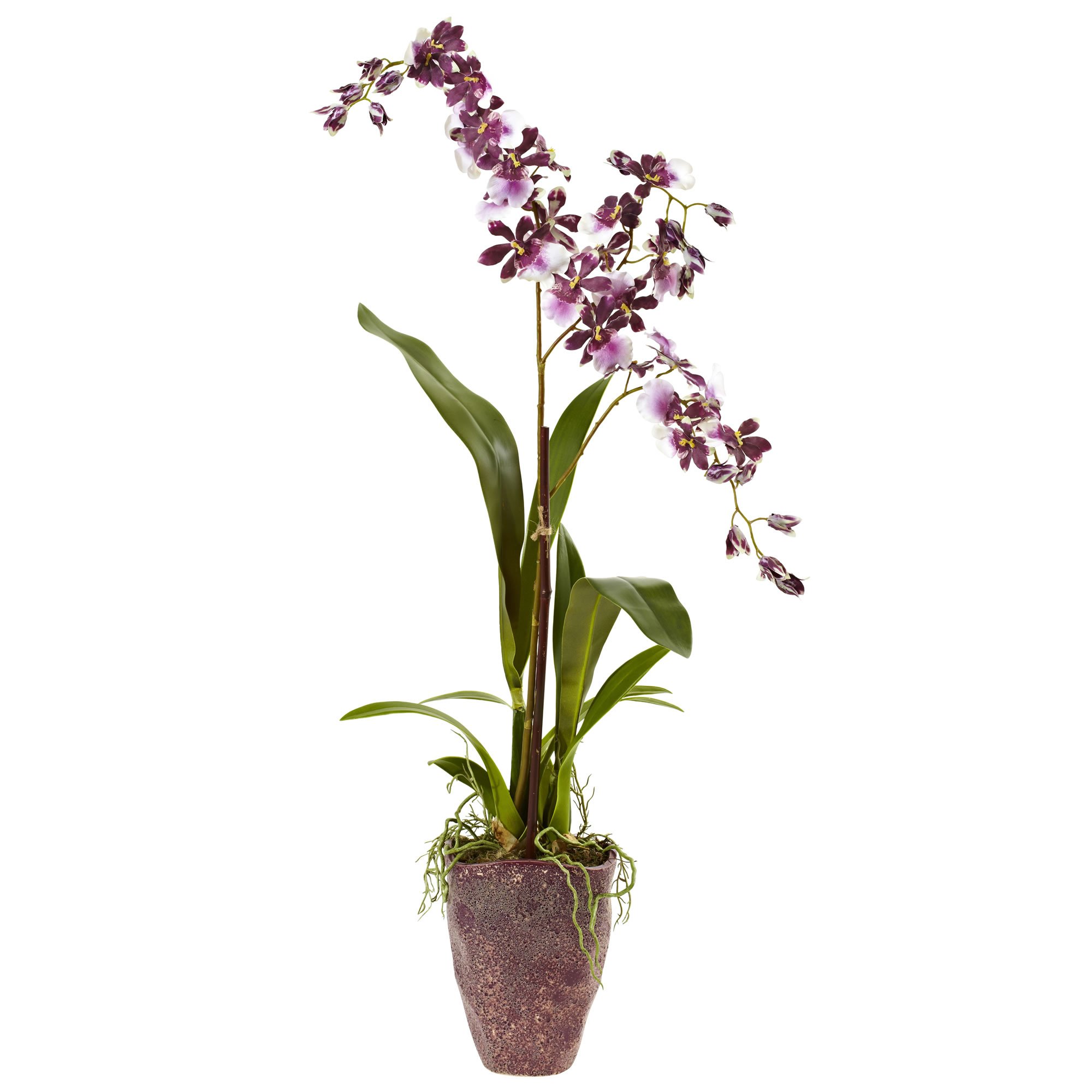Handmade Textured Vase with Dancing Lady Faux Floral Arrangement - Perfect for Home Decor, Wedding Centerpieces & Gift Giving