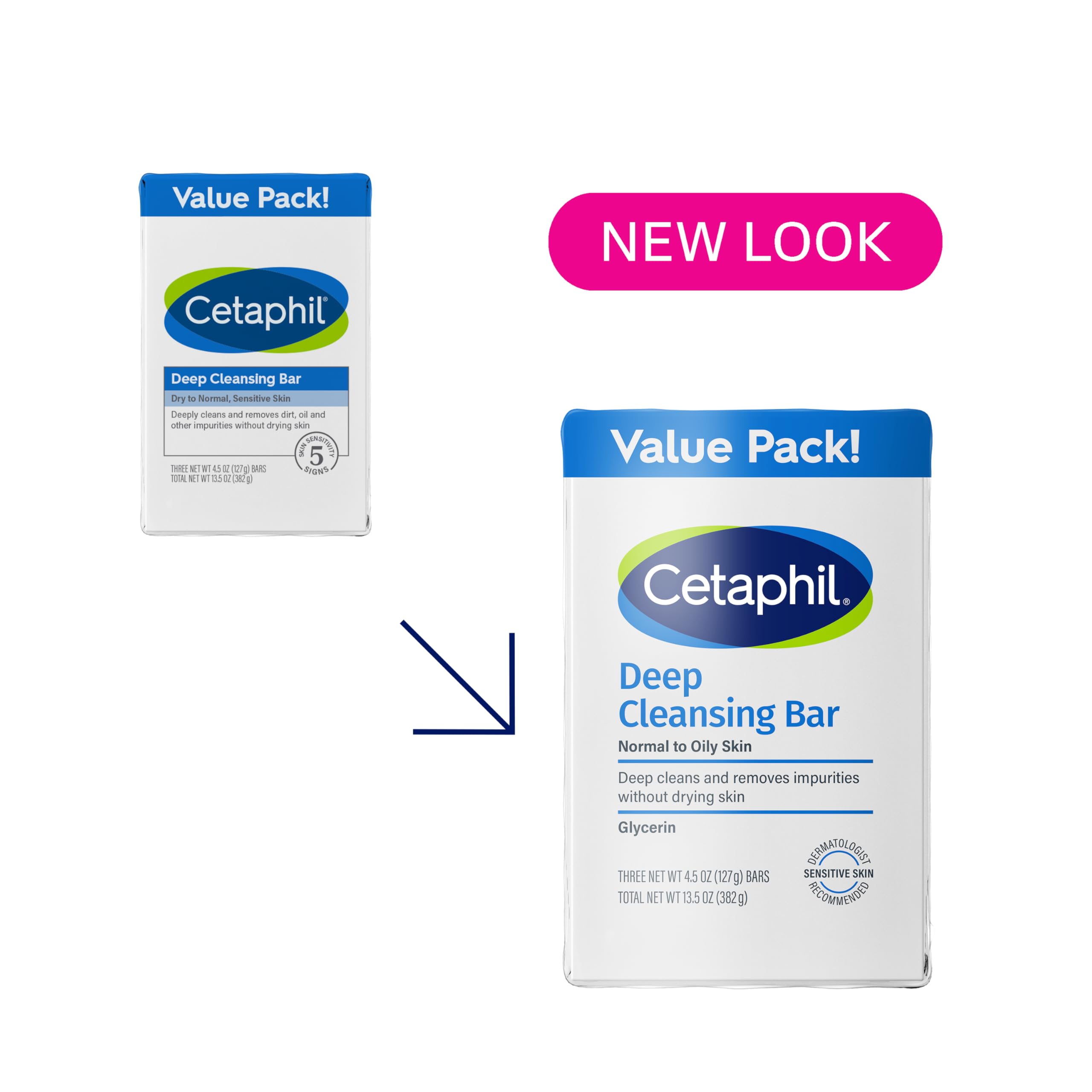 Cetaphil Deep Cleansing Face & Body Bar Soap - 3 Pack for Dry to Normal Sensitive Skin | Hypoallergenic, Soap-Free, Fragrance-Free, Paraben-Free | Gently Removes Makeup, Dirt & Oil | Ideal for Daily Face Wash & Body Cleansing Routine