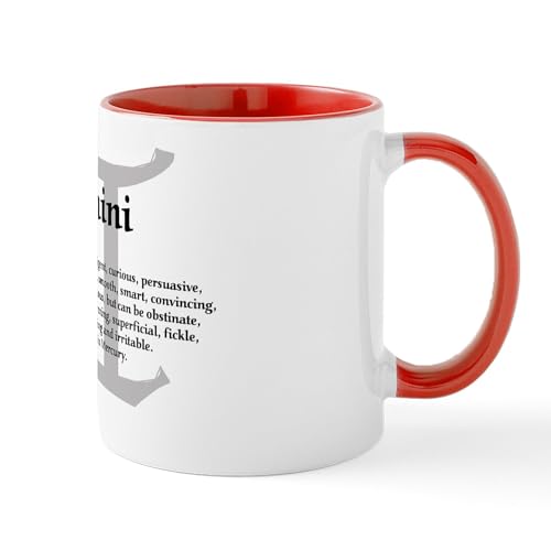 White/Red Inside - Gemini Coffee Mug / Cup 11Oz