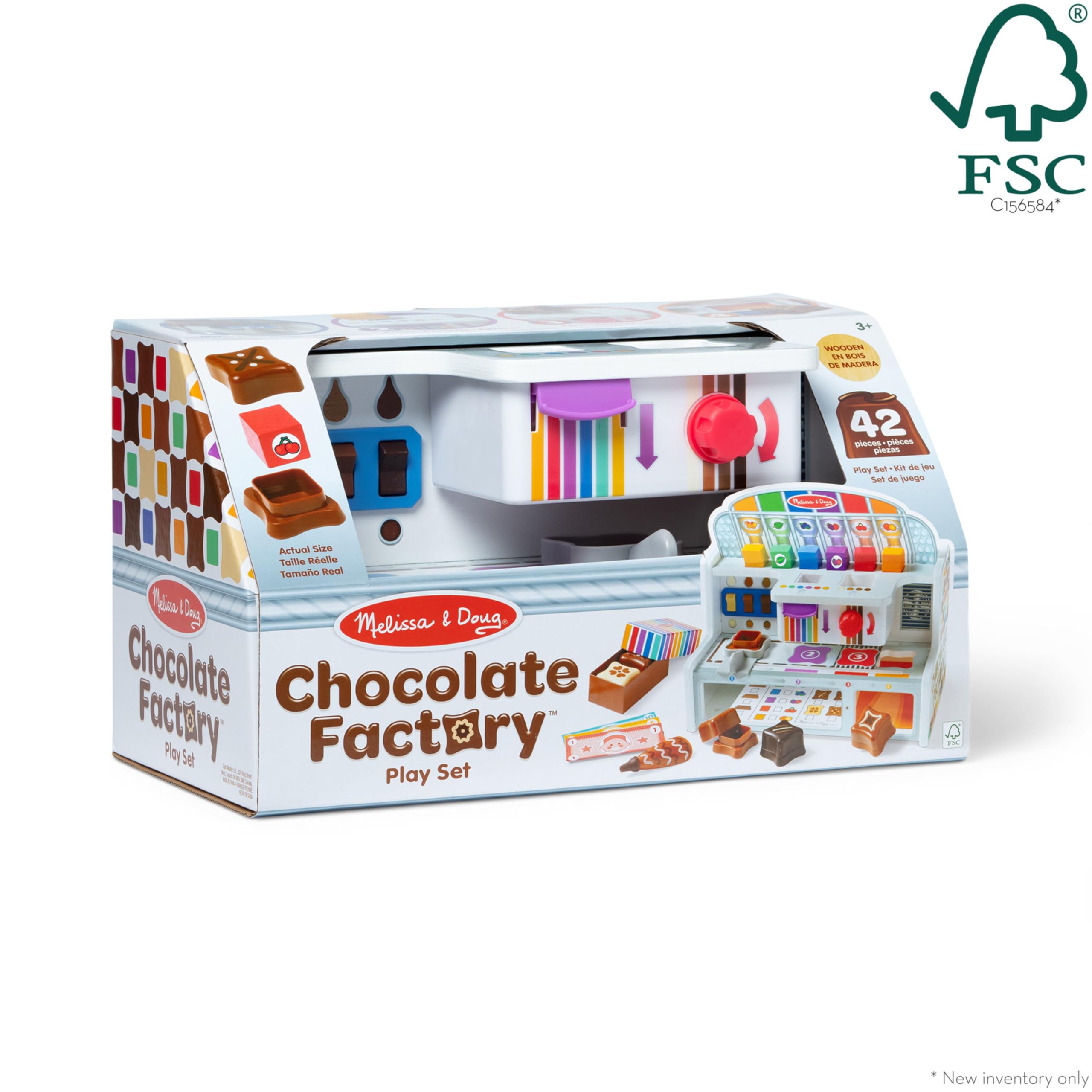 Melissa & Doug Wooden Chocolate Factory Pretend Play Set - Kids Candy Maker Toy with Play Food for Boys & Girls Ages 3+ | FSC-Certified Wood | Birthday Gift & Imaginative Play for Preschoolers