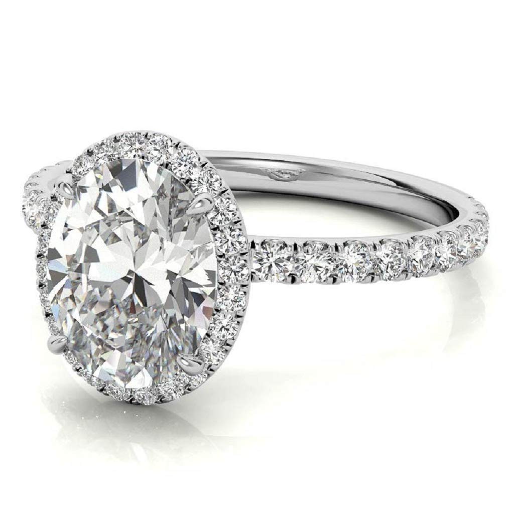 3.00CT Oval Cut Double Halo Moissanite Bridal Set - VVS1 Clarity Colorless Diamond Alternative - 925 Sterling Silver Engagement & Wedding Ring Set - Perfect Gift for Anniversaries, Proposals & Special Occasions