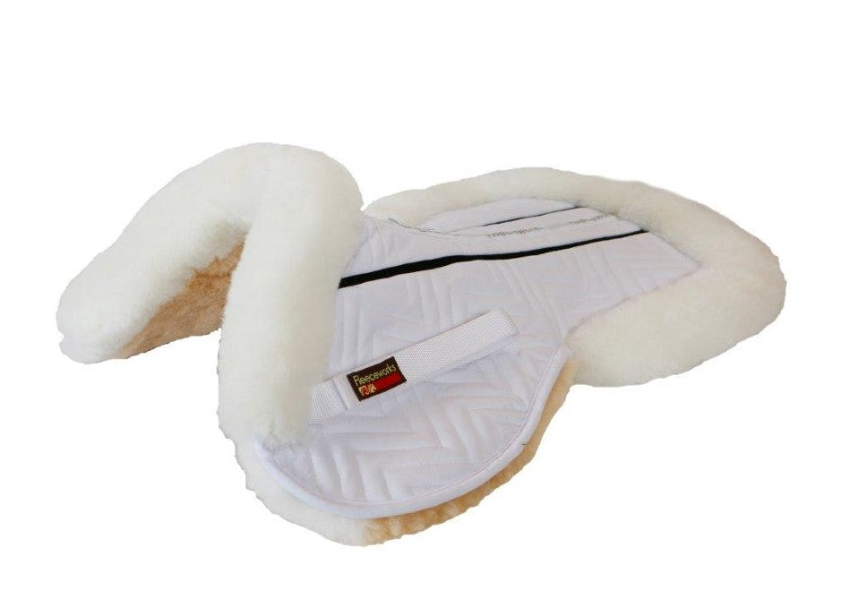FXK Technology Sheepskin Halfpad with Rolled Edge - All Purpose Saddle Pad for English & Western Riding - Perfect for Training, Shows & Trail Riding