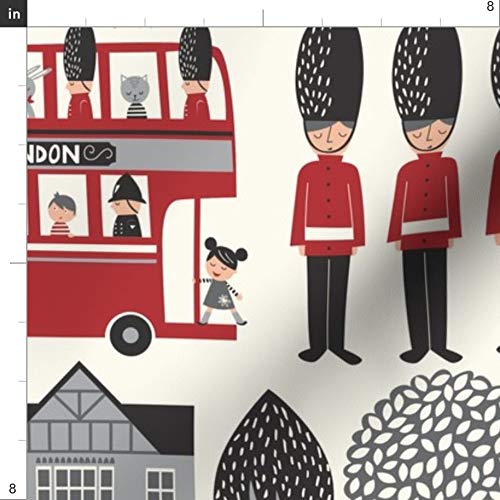London British Bus Printed Velvet Fabric by The Yard - England Themed Upholstery & Home Decor Fabric for Sofa, Curtains, Pillows & Apparel | Spoonflower Premium Fabric