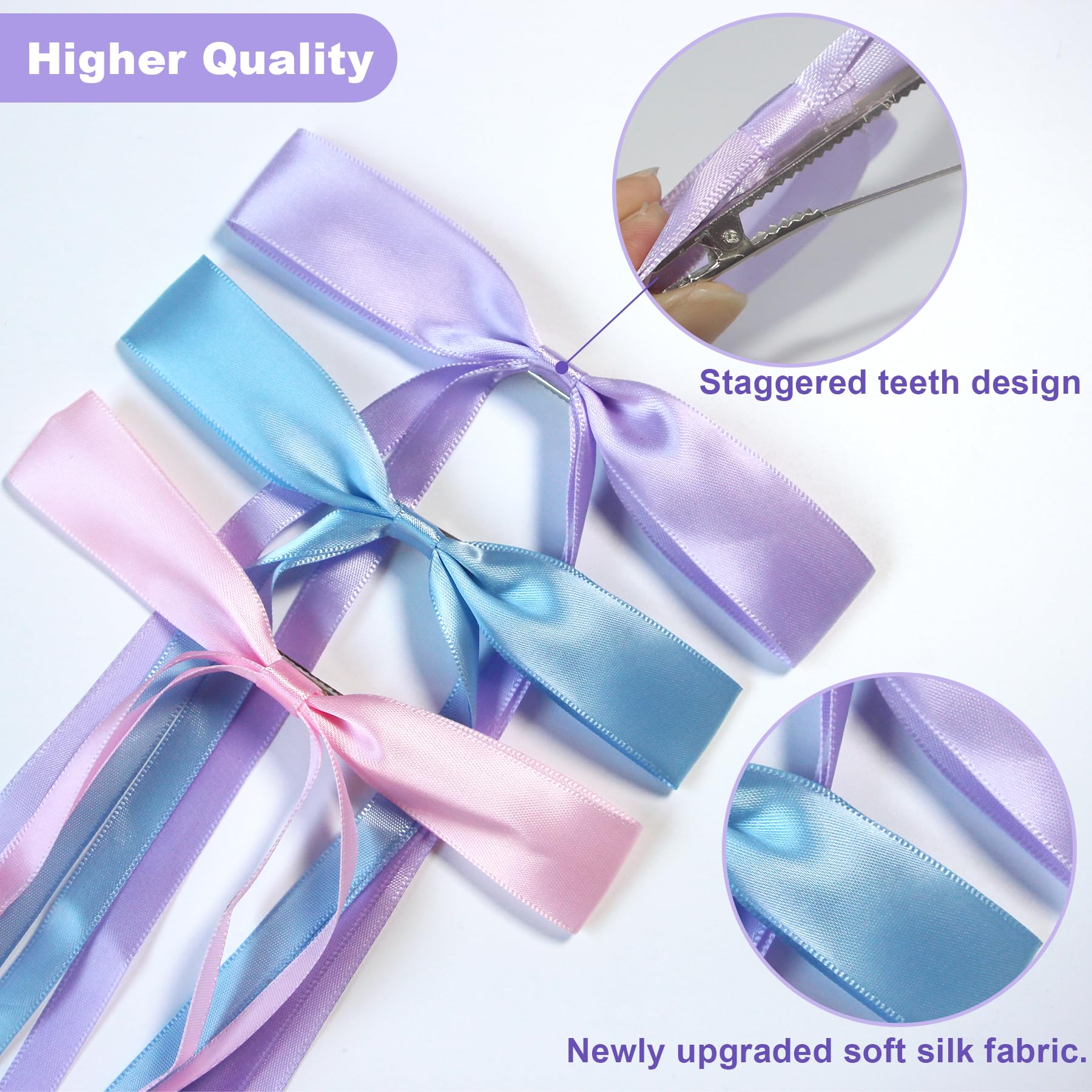 13pcs Elegant Hair Bows for Women & Girls - Long Tail Tassel Bowknot Hair Clips - Perfect for Weddings, Parties & Everyday Styling