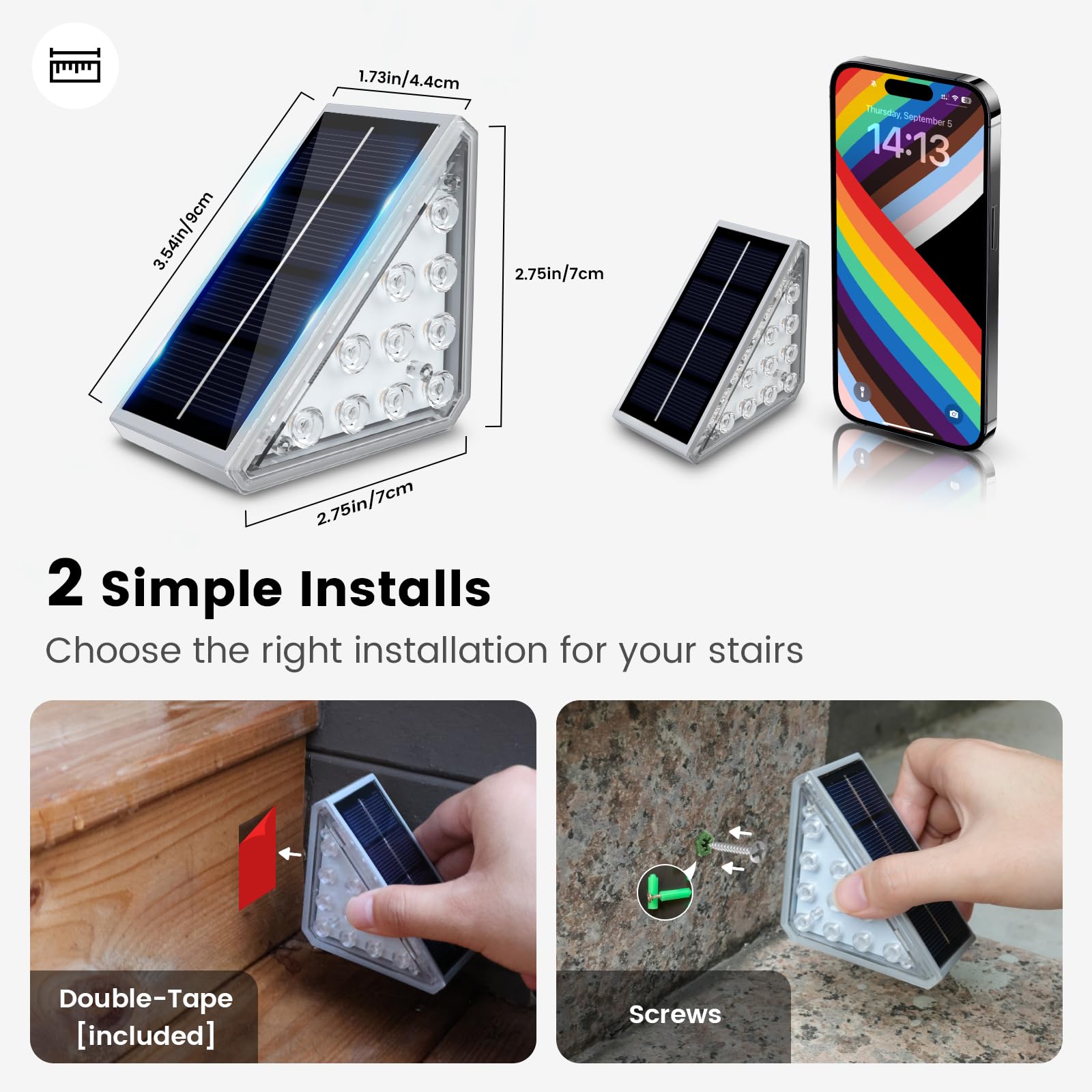 6 Pack Solar Stair Lights Outdoor Waterproof - Auto On/Off LED Step Lights for Deck, Patio, Pathway - IP67 Rated Warm White Lights for Home & Garden Decor - Perfect for Nighttime Safety & Ambiance