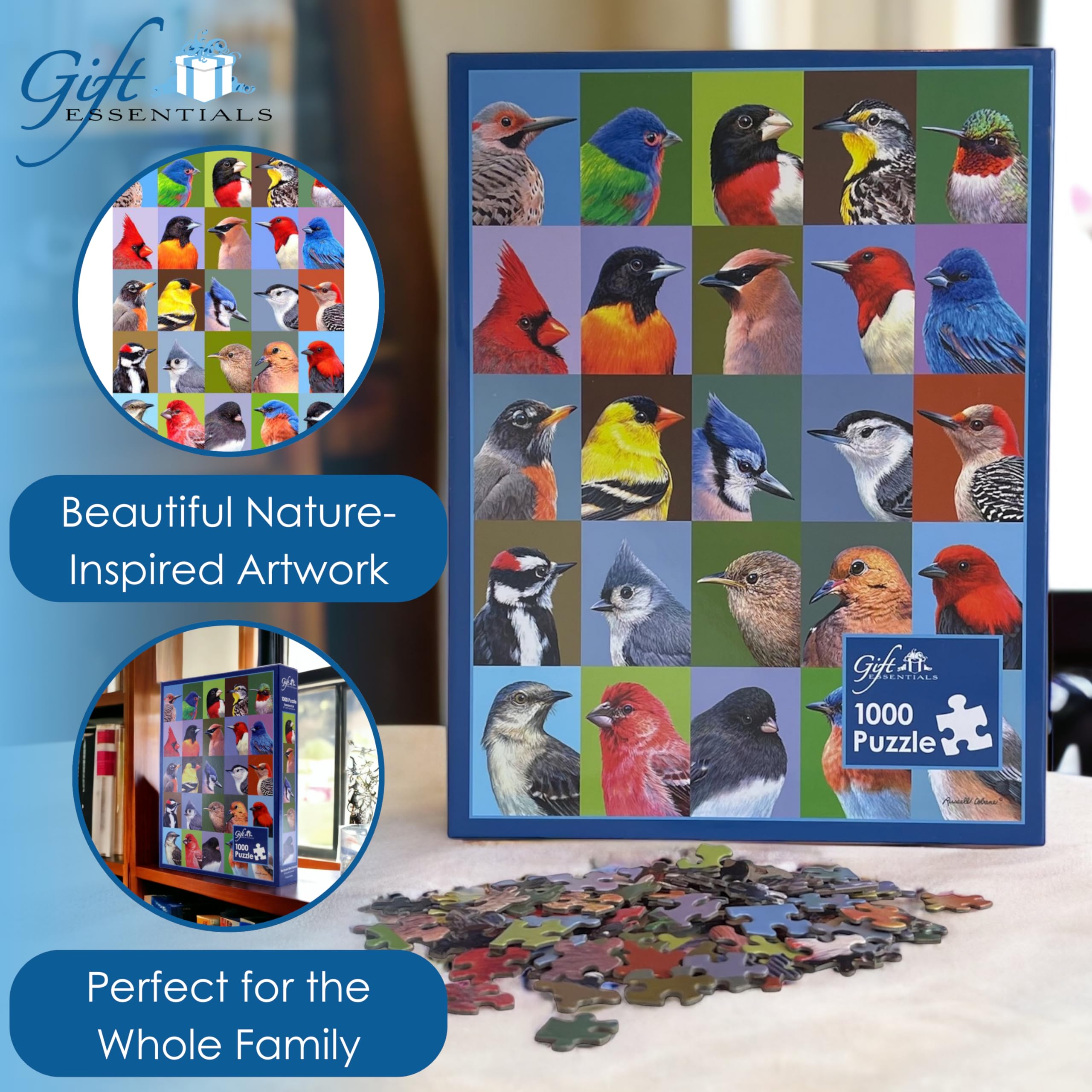 1000 Piece Jigsaw Puzzle - Backyard Bird Friends Collage - Challenging Puzzle for Adults & Kids - Perfect for Family Game Night & Educational Activity