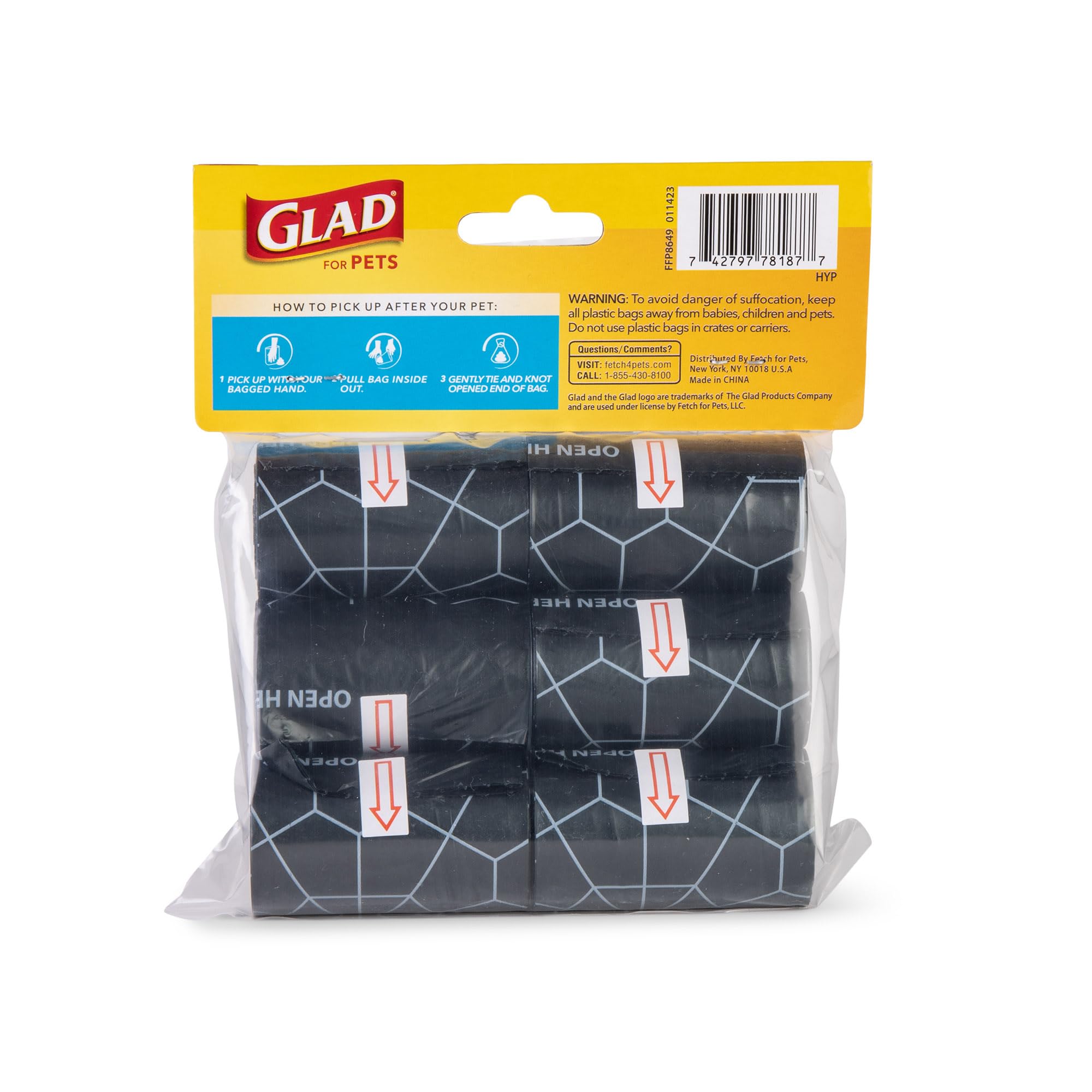 Glad for Pets Extra Large Heavy Duty Scented Dog Waste Bags Refill Rolls - 2160 Count (144 Rolls) | Tear Resistant Poop Bags with Fresh Scent for Dogs | Perfect for Park Walks, Backyard Cleanup & Travel