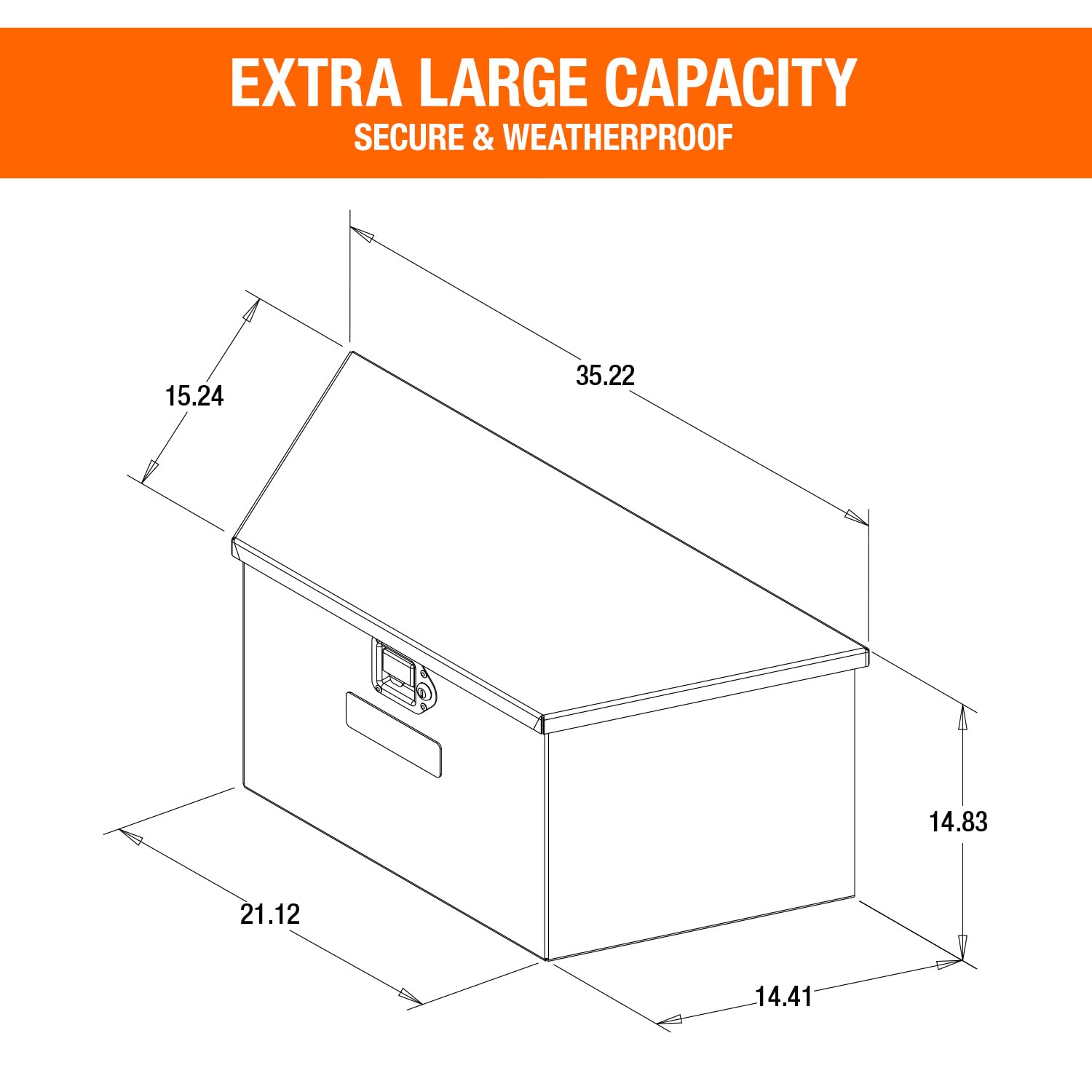 Buyers Products 1701380 Aluminum Trailer Tongue Tool Box - 14 x 14.4 x 35.2 Inch Silver Diamond Tread Storage Box | Made in USA | Durable & Weatherproof for RV, Boat & Utility Trailers