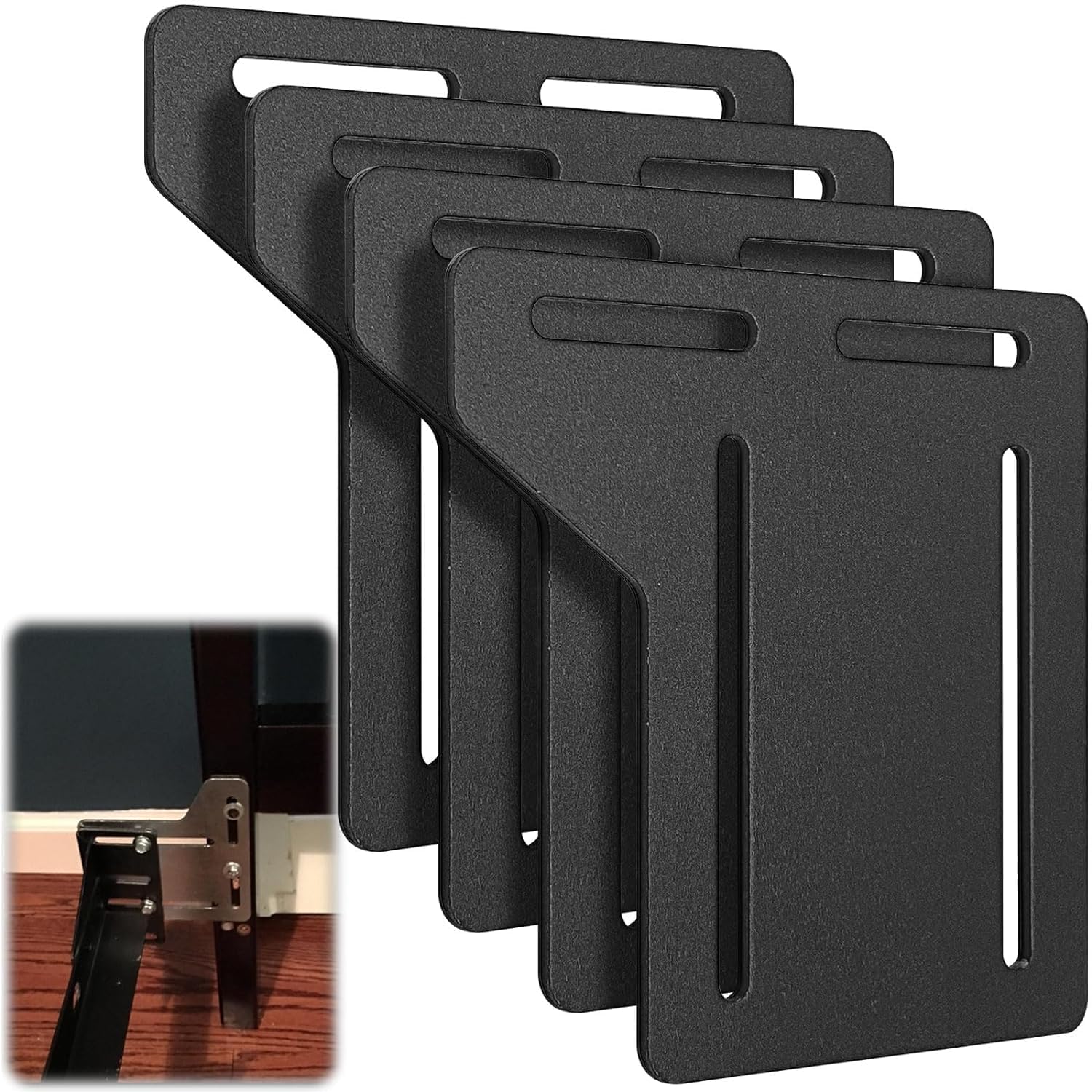 4 PCS Heavy Duty Bed Frame Brackets Adapter for Queen Headboard - Bed Frame Conversion Kit with Hardware - Perfect for Bedroom Furniture Upgrade & DIY Headboard Installation