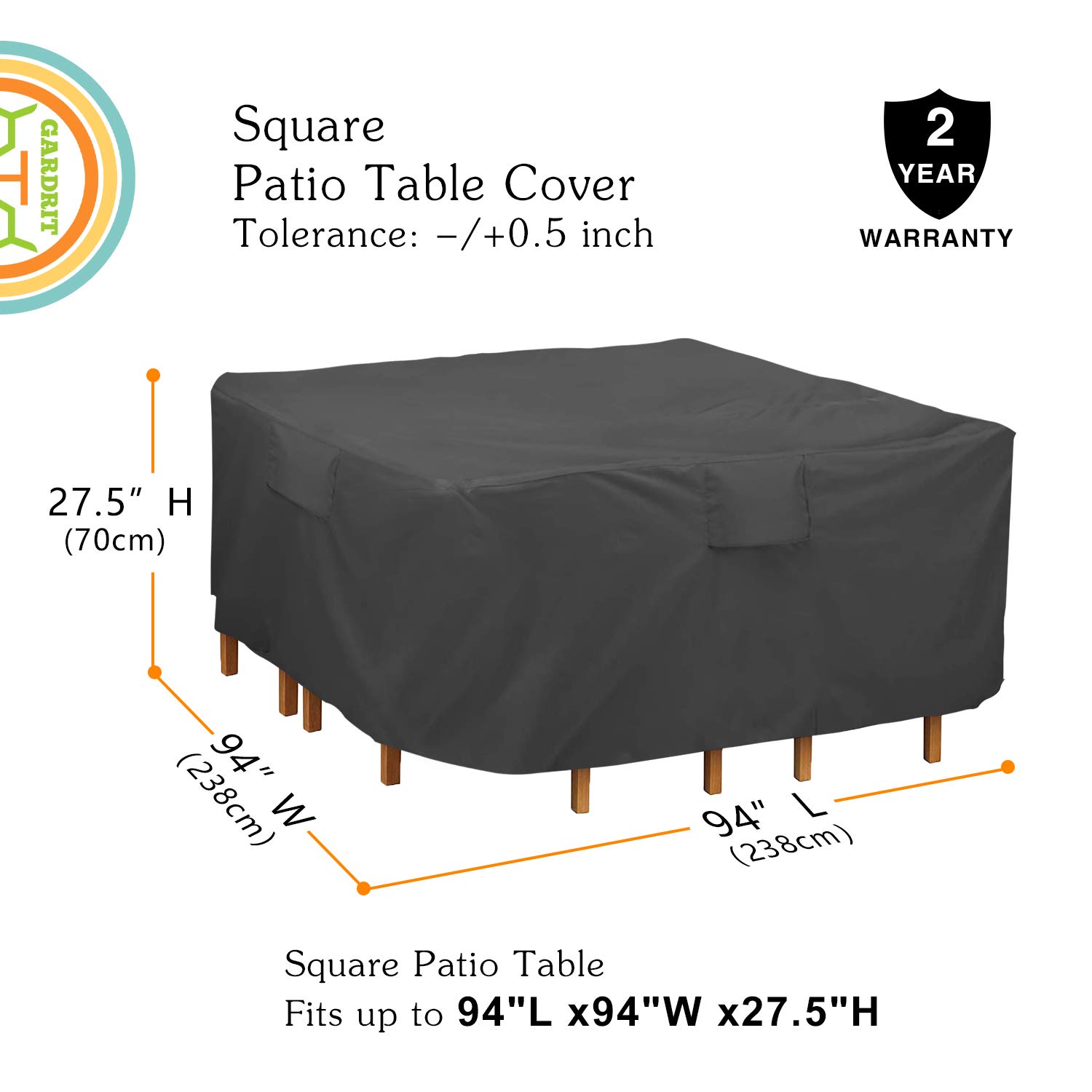 **GARDRIT Upgraded 100% Waterproof 600D Tear-Resistant Outdoor Patio Furniture Covers - 94