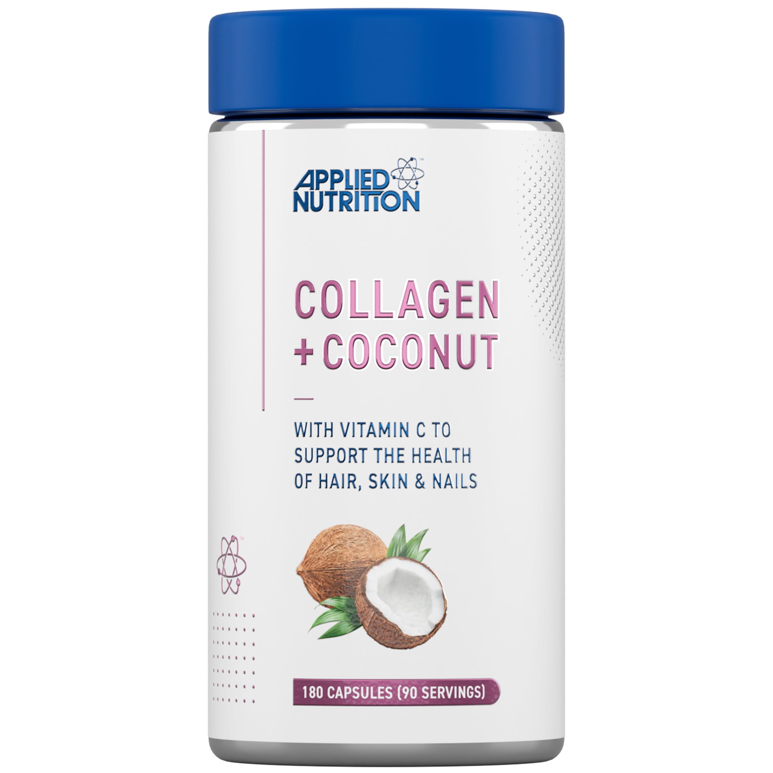 Applied Nutrition Collagen + Coconut Supplement - 180 Capsules | Supports Skin, Hair & Joint Health | Perfect for Daily Beauty & Wellness Routine