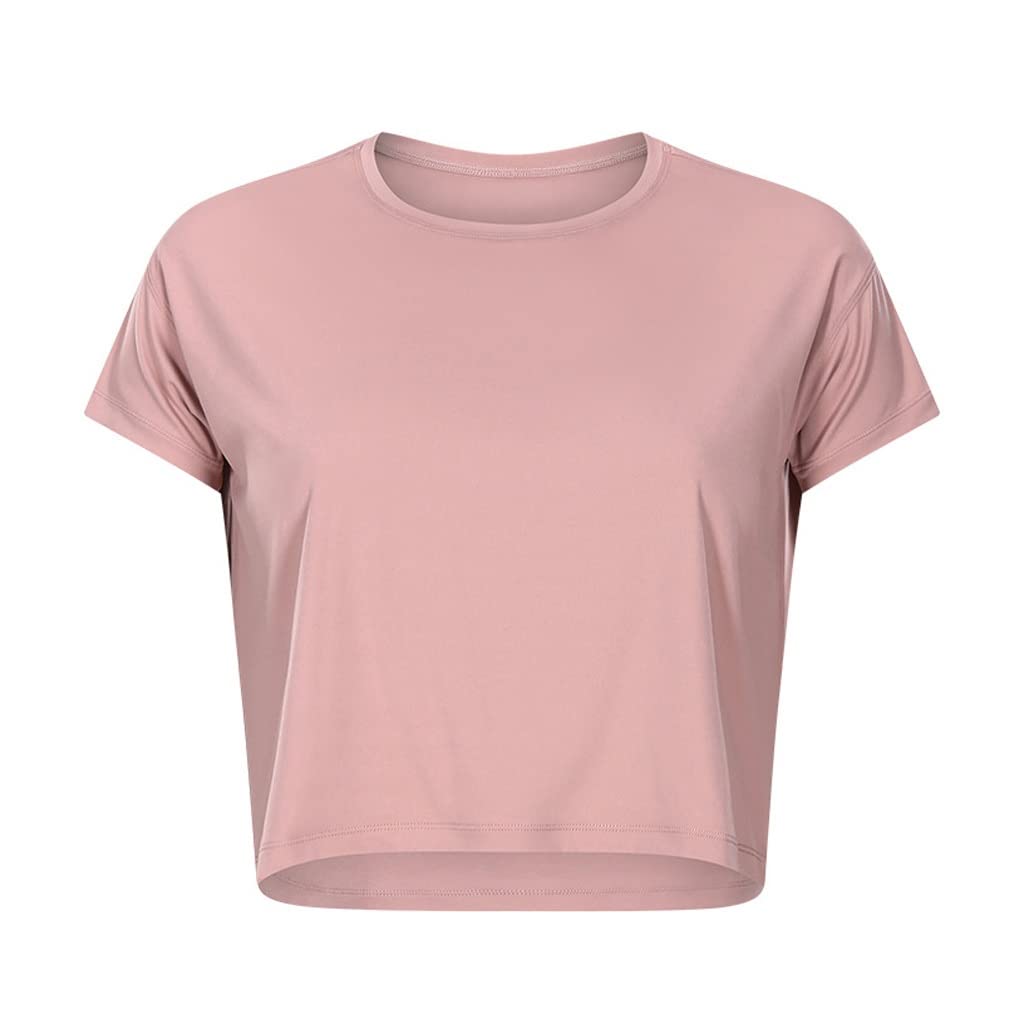 Buttery Soft Loose Fit Gym Yoga Crop T-Shirt for Women - Breathable Workout Training Fitness Top | Perfect for Yoga, Pilates & Gym Sessions (Color: A, Size: 10)