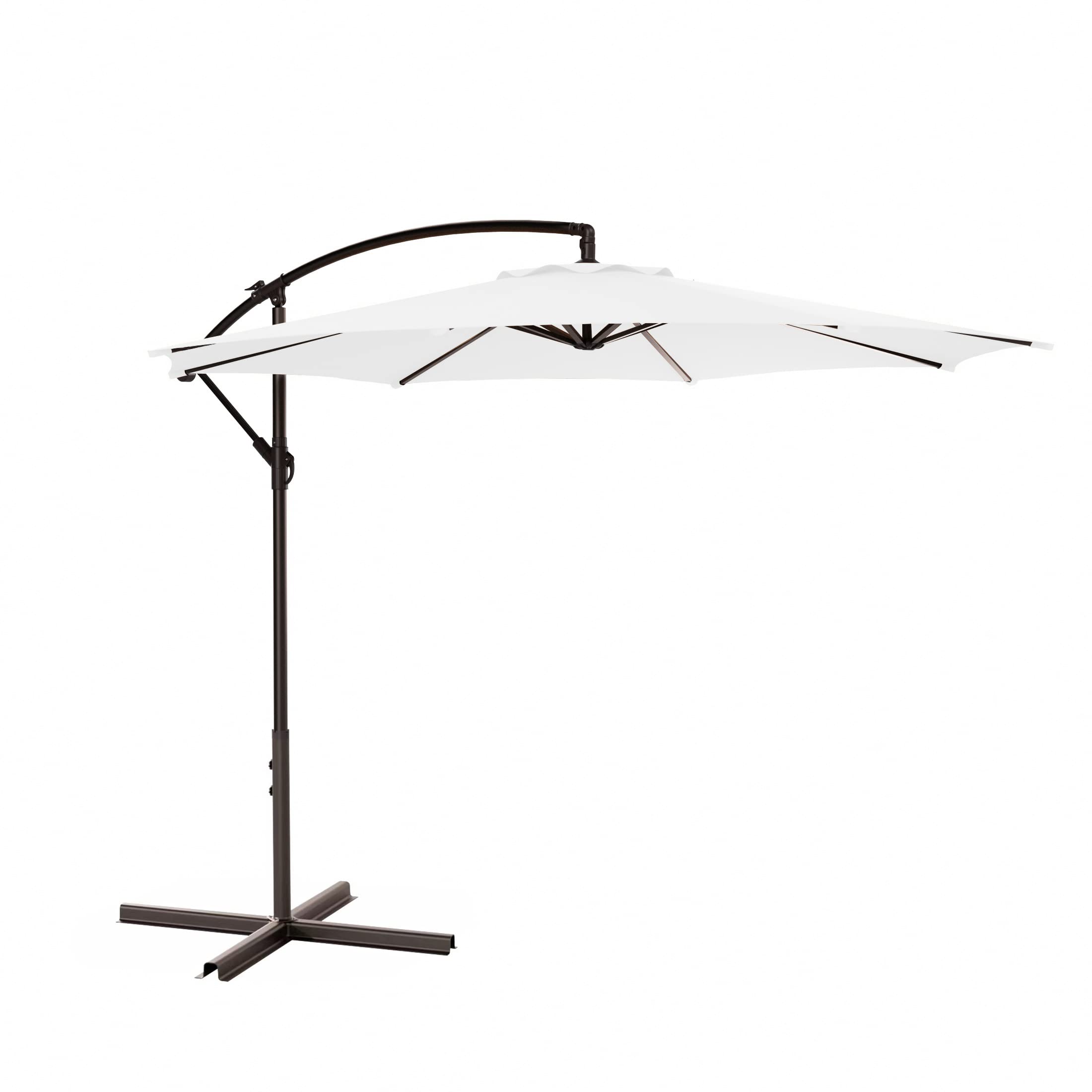 10ft Outdoor Patio Cantilever Umbrella with Stand - 2 Piece Hanging Shade Kit for Garden, Poolside & Backyard Relaxation