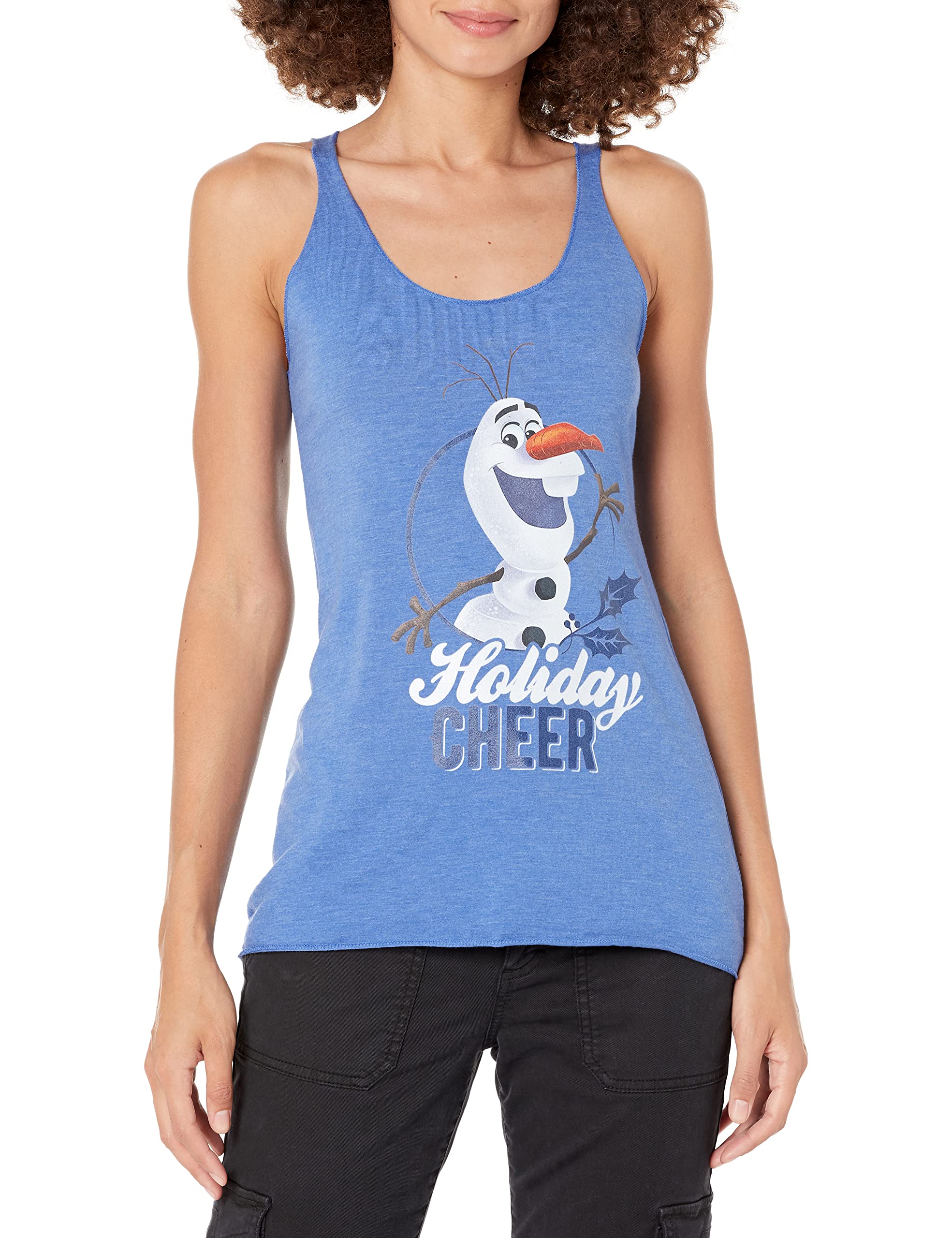 Fifth Sun Women's Frozen Holiday Cheer Tri-Blend Racerback Layering Tank Top - Soft Breathable Casual Wear for Christmas, Winter Layering & Holiday Outfits