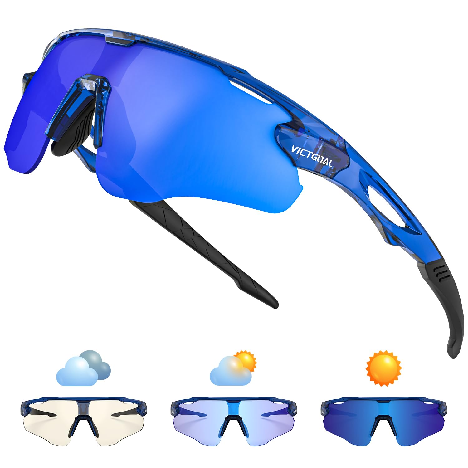 VICTGOAL Photochromic Cycling Sunglasses for Men & Women - TR90 Frame, UV Protection, Lightweight Bike Glasses for Road & Mountain Biking - Perfect for Cycling, Running, Hiking & Outdoor Sports
