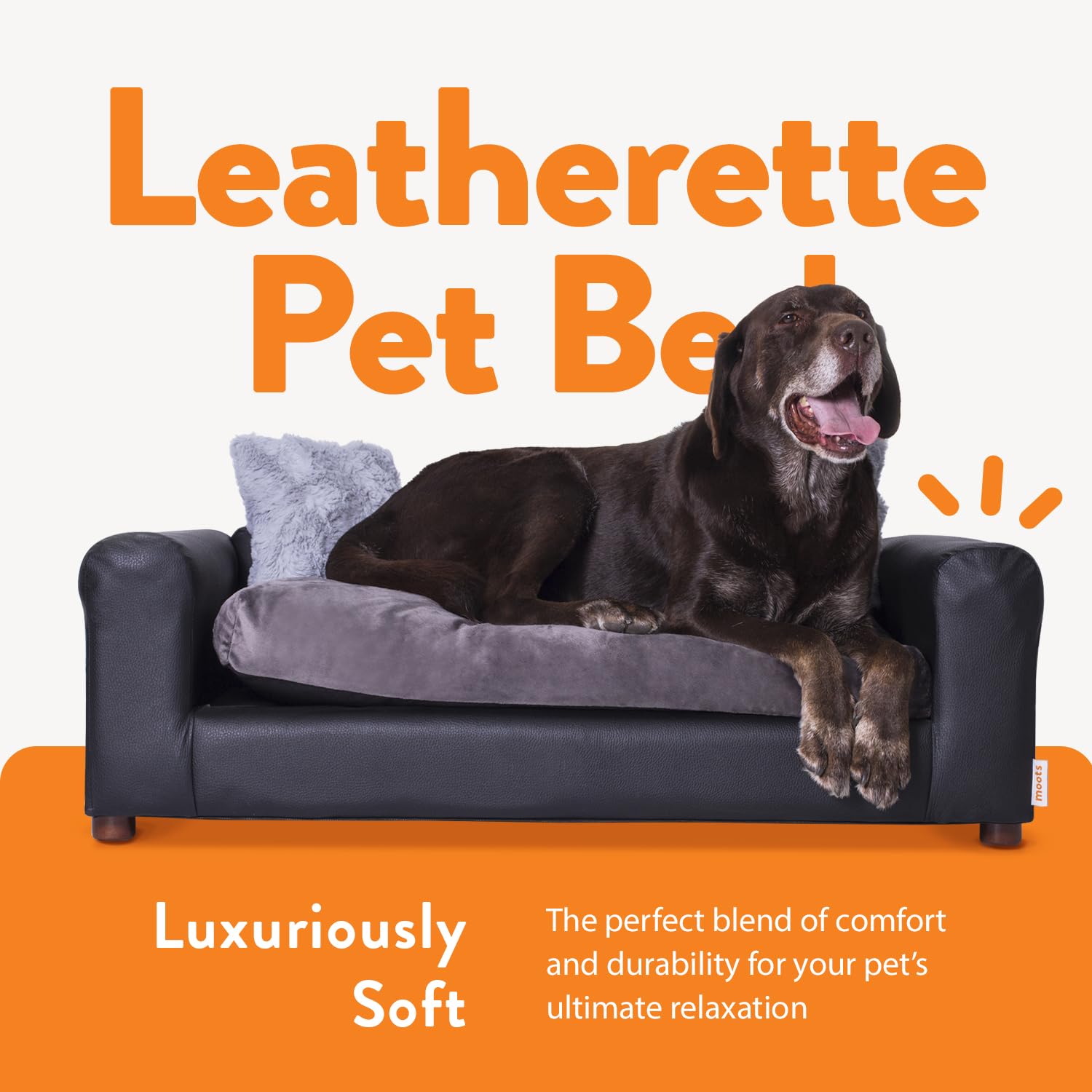 Premium Leatherette Pet Sofa for Dogs & Cats - Waterproof & Scratch-Resistant, Medium/Large Size in Black/Charcoal - Perfect for Living Room, Bedroom & Pet-Friendly Spaces