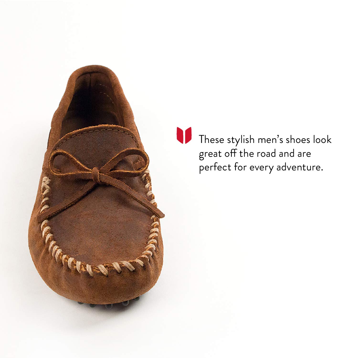 Minnetonka Men's Genuine Leather Moccasins - Comfortable Slip-On Casual Shoes for Indoor/Outdoor Wear - Perfect for Relaxing at Home, Running Errands, or Weekend Getaways
