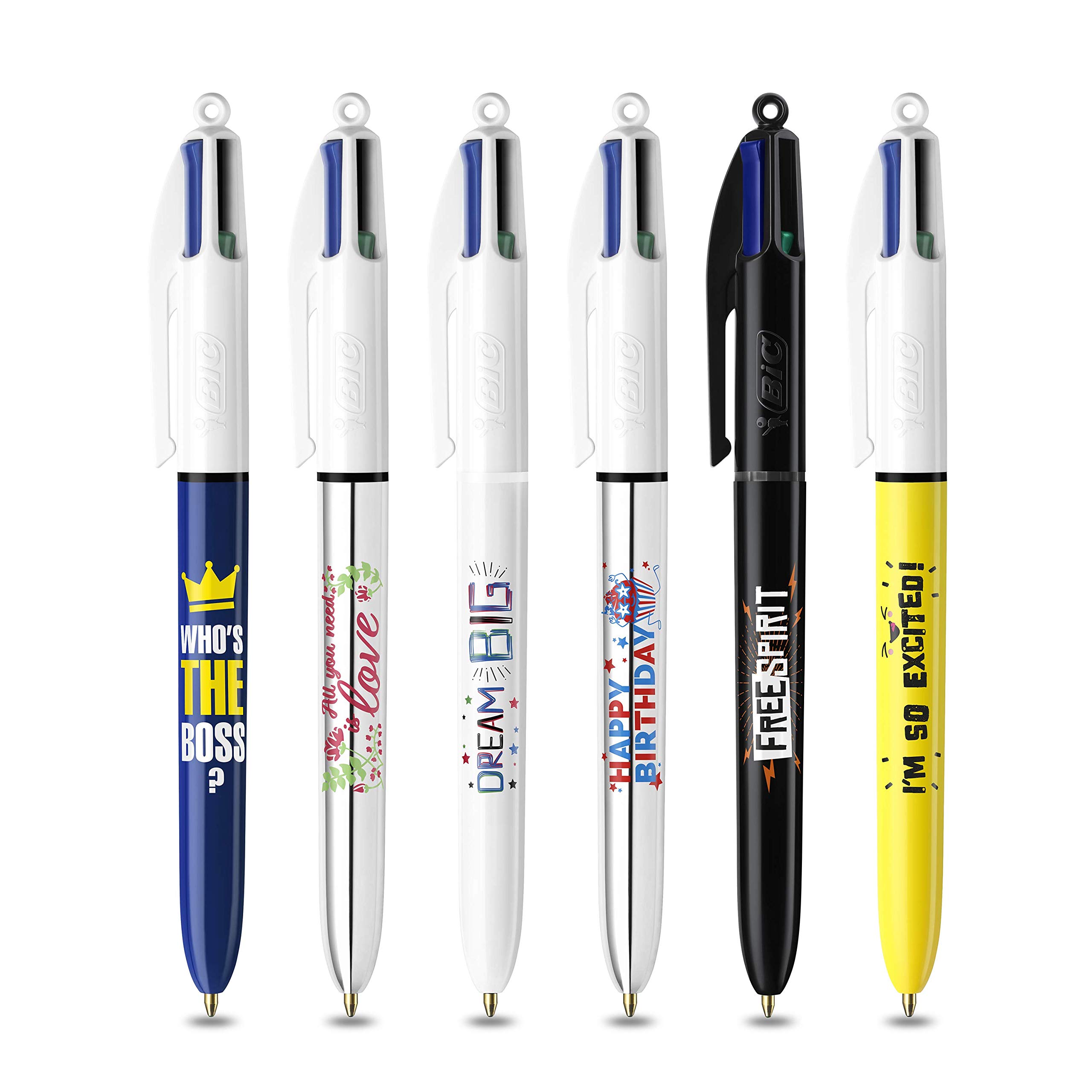 Bic 4-Color Ballpoint Pens - Medium Point 1mm (12-Pack) - Who's The Boss Design - Perfect for Office, School & Note Taking