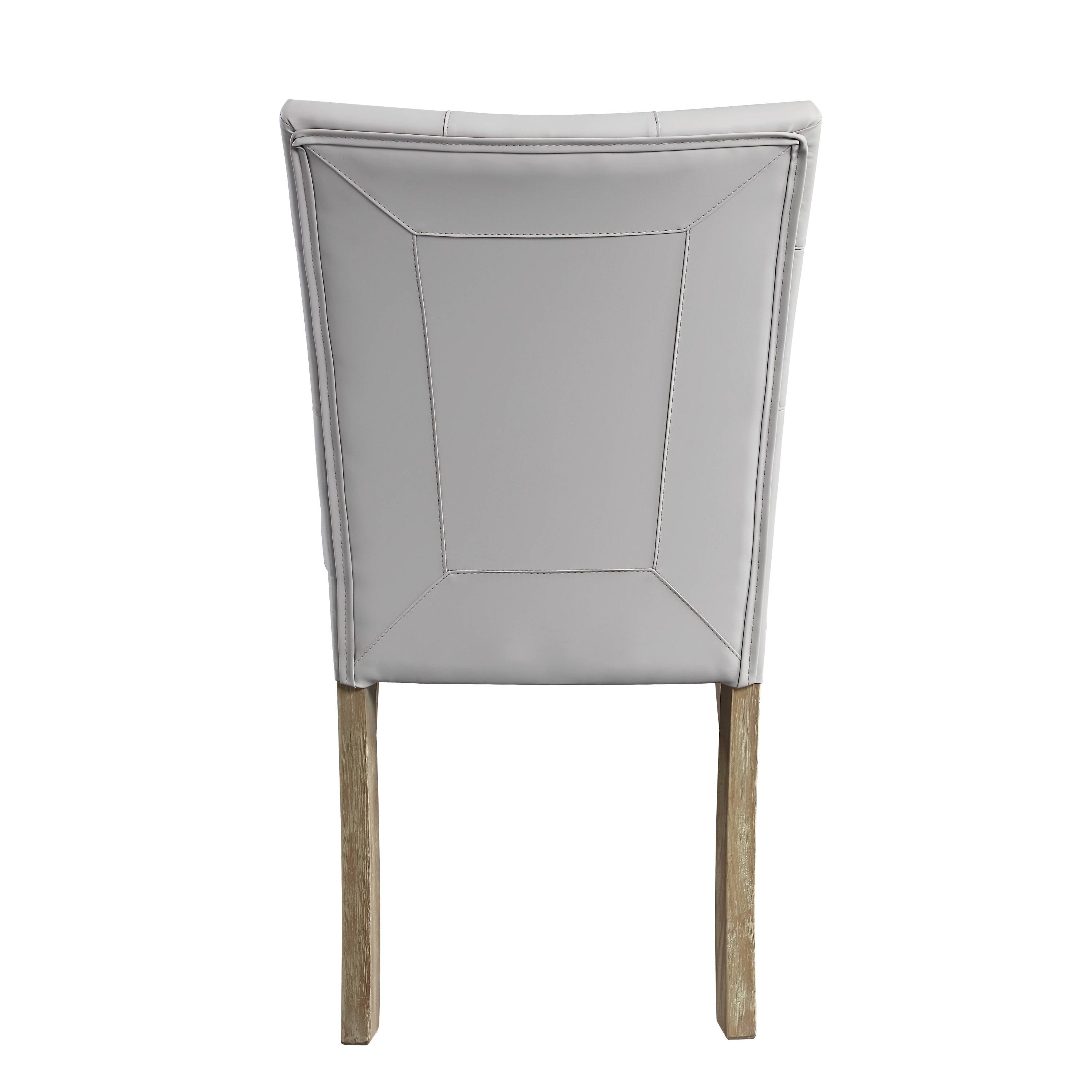 Charnell Gray Synthetic Leather & Oak Finish Side Chairs (Set of 2) - Modern Dining Room Chairs for Kitchen, Office, or Living Room