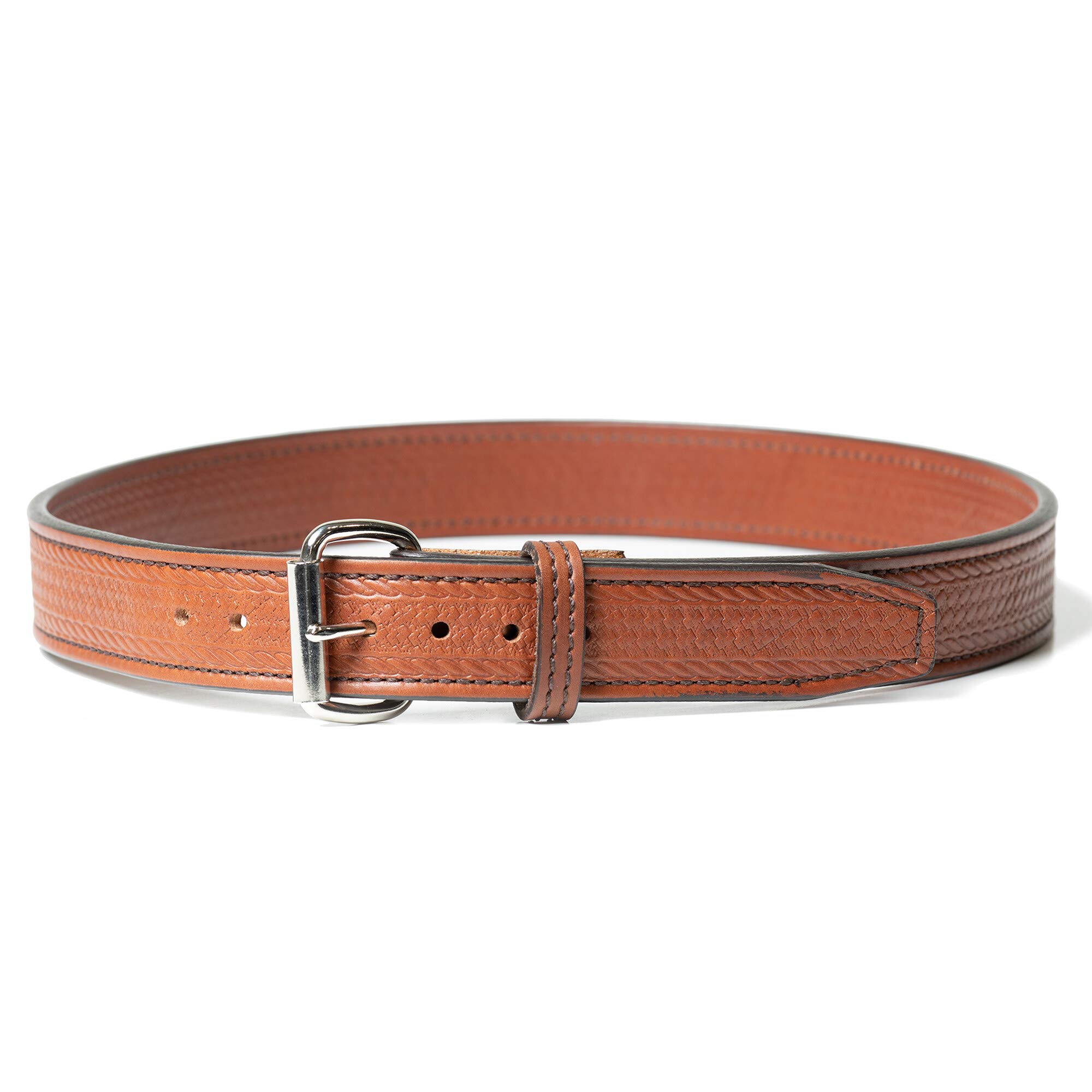 Premium Bigfoot Leather Gun Belt - Heavy Duty Basket Weave Design with Steel Core Reinforcement - Made in USA - Perfect for Concealed Carry, Hunting & Outdoor Adventures