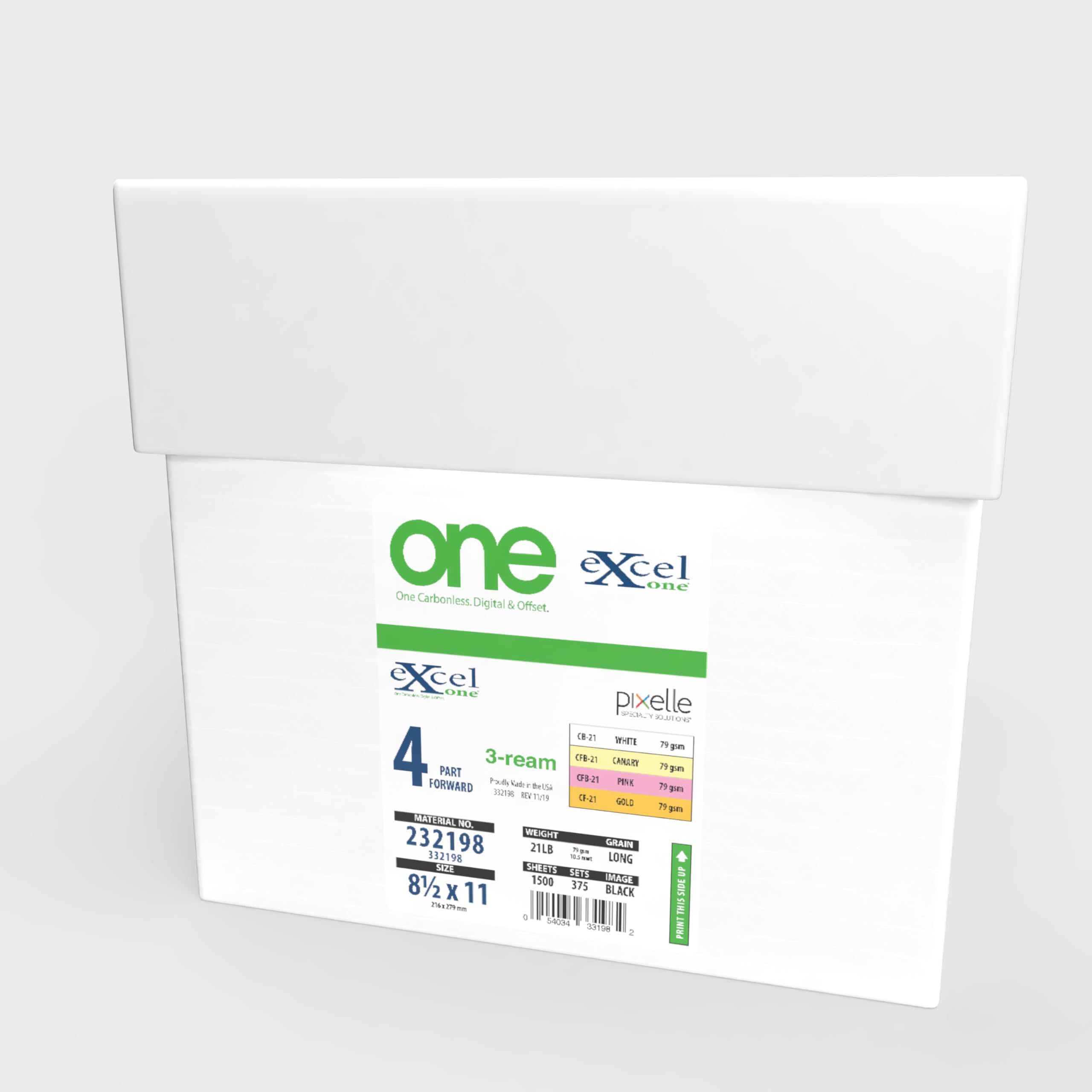Excel One Carbonless 4-Part NCR Paper Set (White/Canary/Pink/Gold) - 8.5