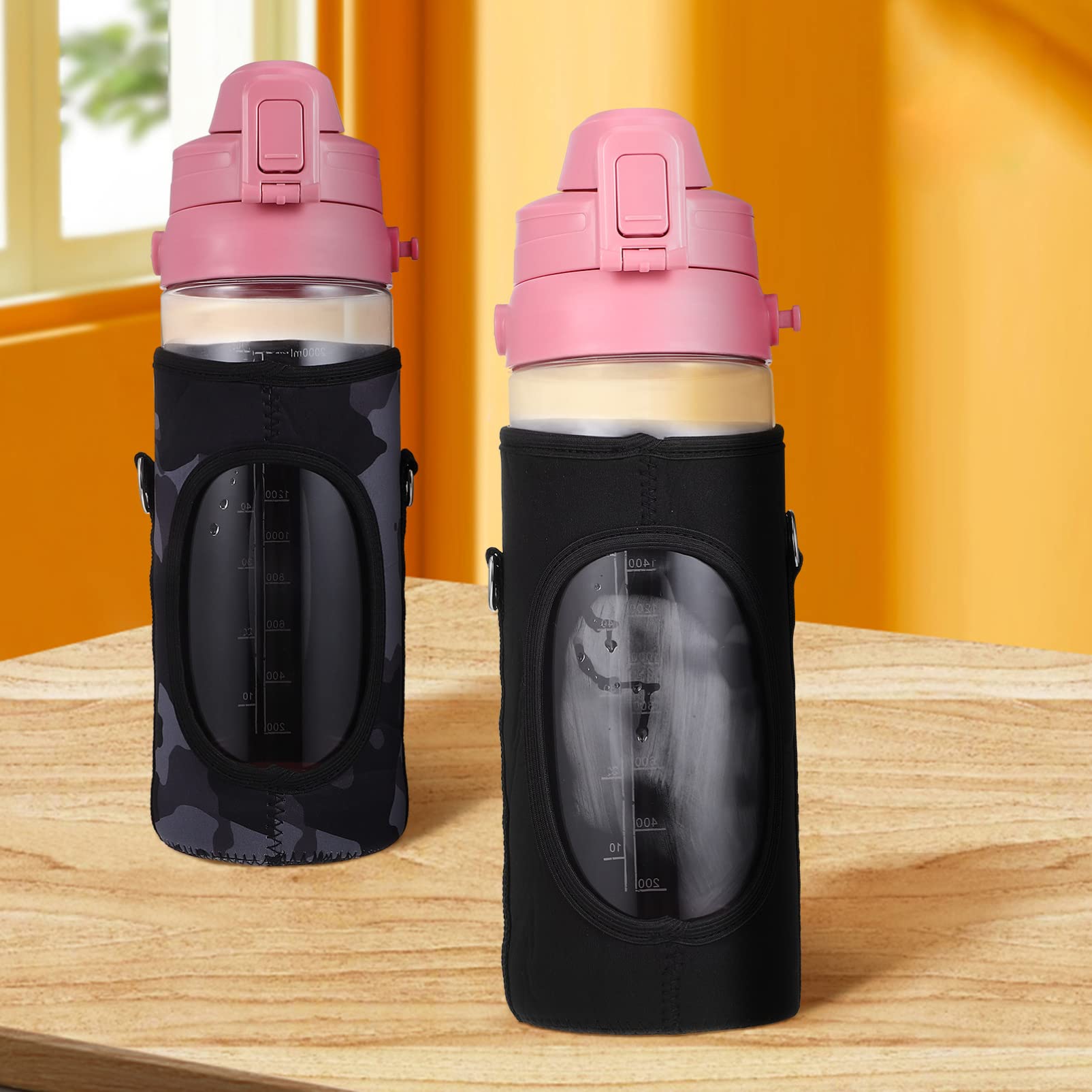 2PCS Insulated Water Bottle Carrier Bag with Adjustable Shoulder Strap & Phone Pocket - Leakproof Bottle Holder for Hiking, Camping, Beach, Gym & Outdoor Activities - Perfect for Men & Women Travel Accessories