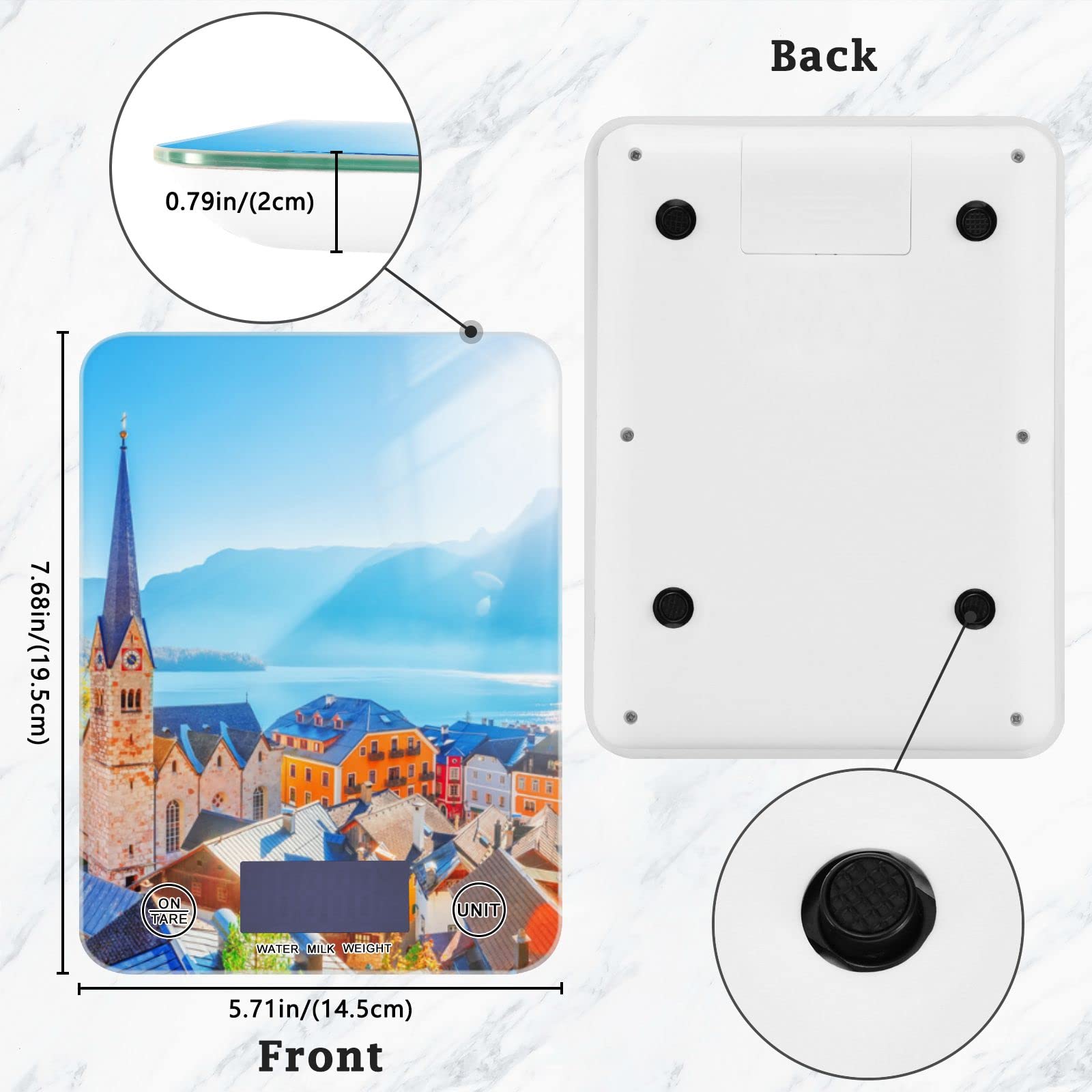 **Waterproof Digital Kitchen Scale - Ounces & Grams for Cooking, Baking, Weight Loss | Hallstatt-Inspired Historical Design | Perfect for Home, Restaurant & Meal Prep**
