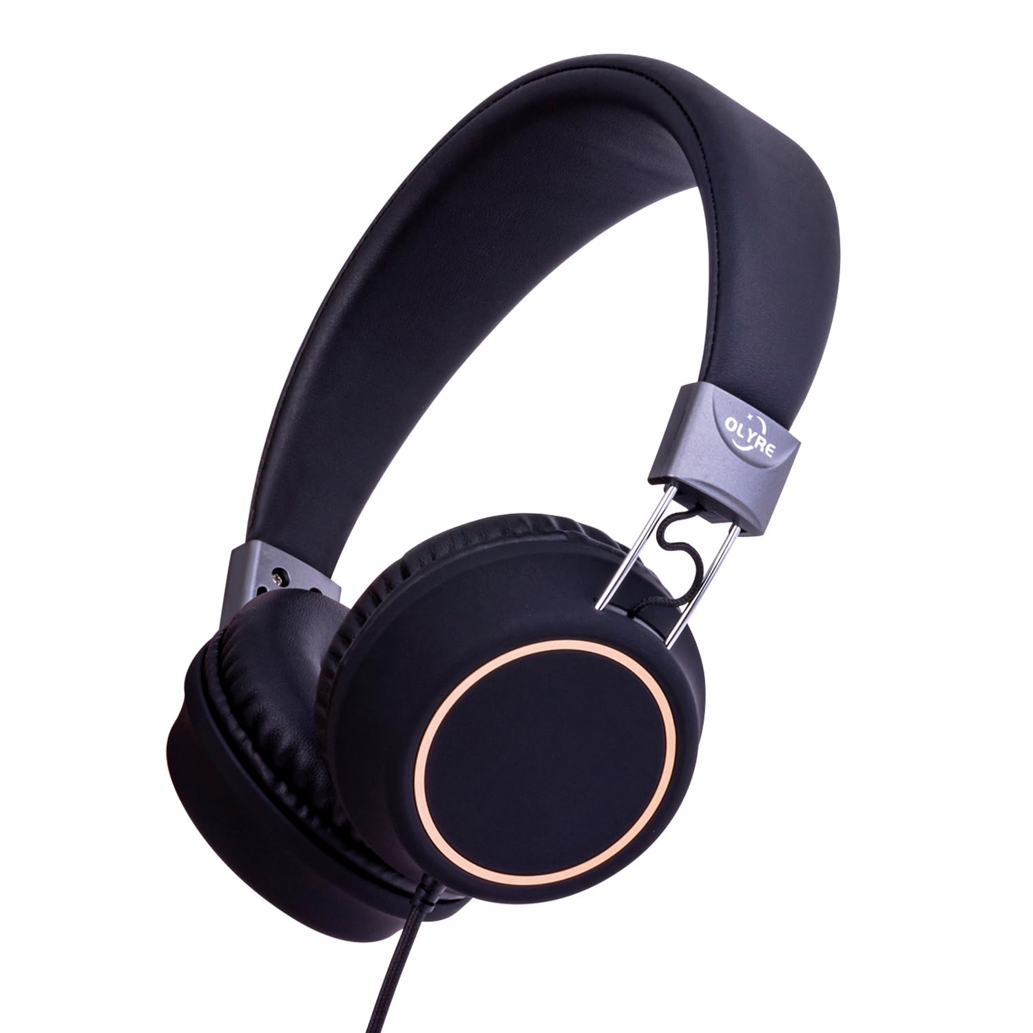 **Olyre Kids Wired Headphones with Microphone - Lightweight Foldable Headphones for School, Boys & Girls - In-Line Volume Control for Chromebook, iPad, Tablet - Perfect for Online Classes & Remote Learning (Black)**