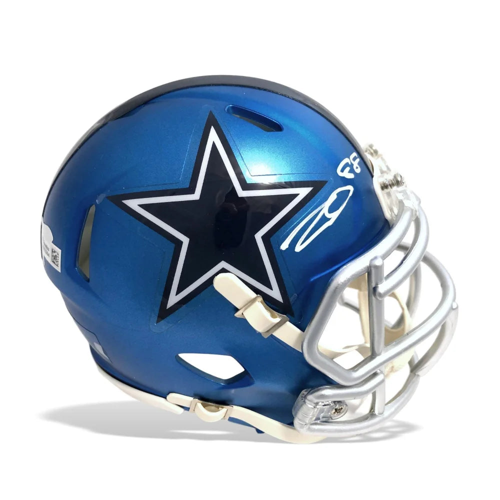 Authentic CeeDee Lamb Signed Dallas Cowboys Speed Blaze Blue Mini Helmet with COA - Perfect for NFL Collectors, Sports Memorabilia Displays & Cowboys Fan Gifts