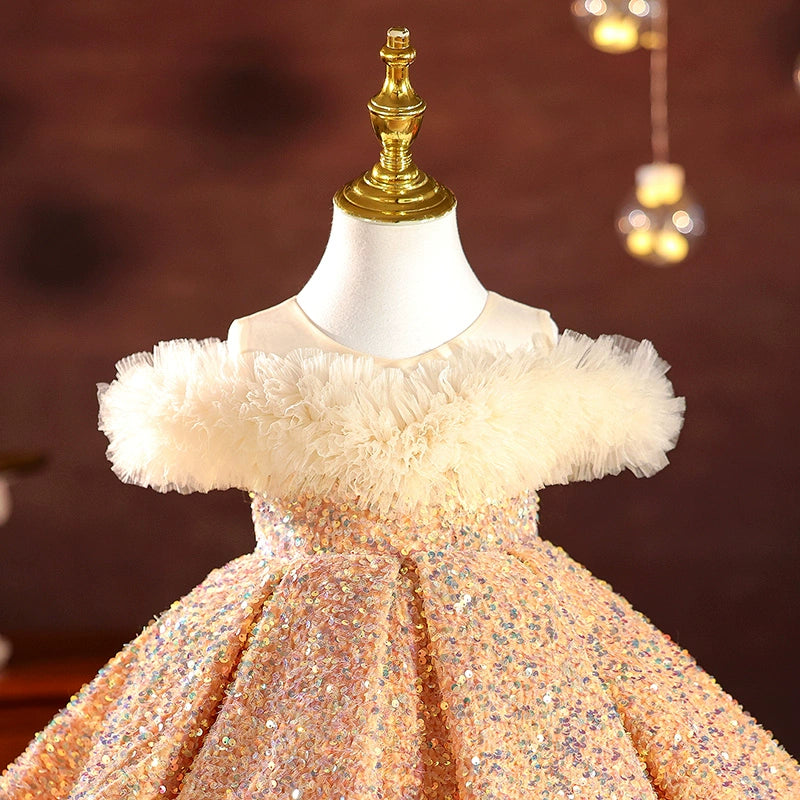 Sparkly Sequin Christmas Dress for Baby Girls - Toddler Princess Birthday Party Gown | Perfect for Holiday Photos, Special Occasions & Festive Celebrations