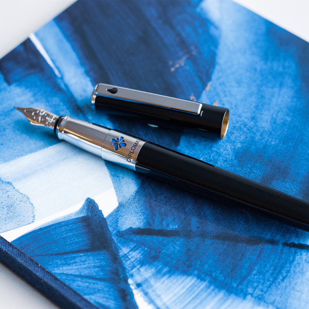 Premium Diplomat CLR Fountain Pen - Black Lacquer Finish - Luxury Writing Instrument for Business, Calligraphy & Gift Giving