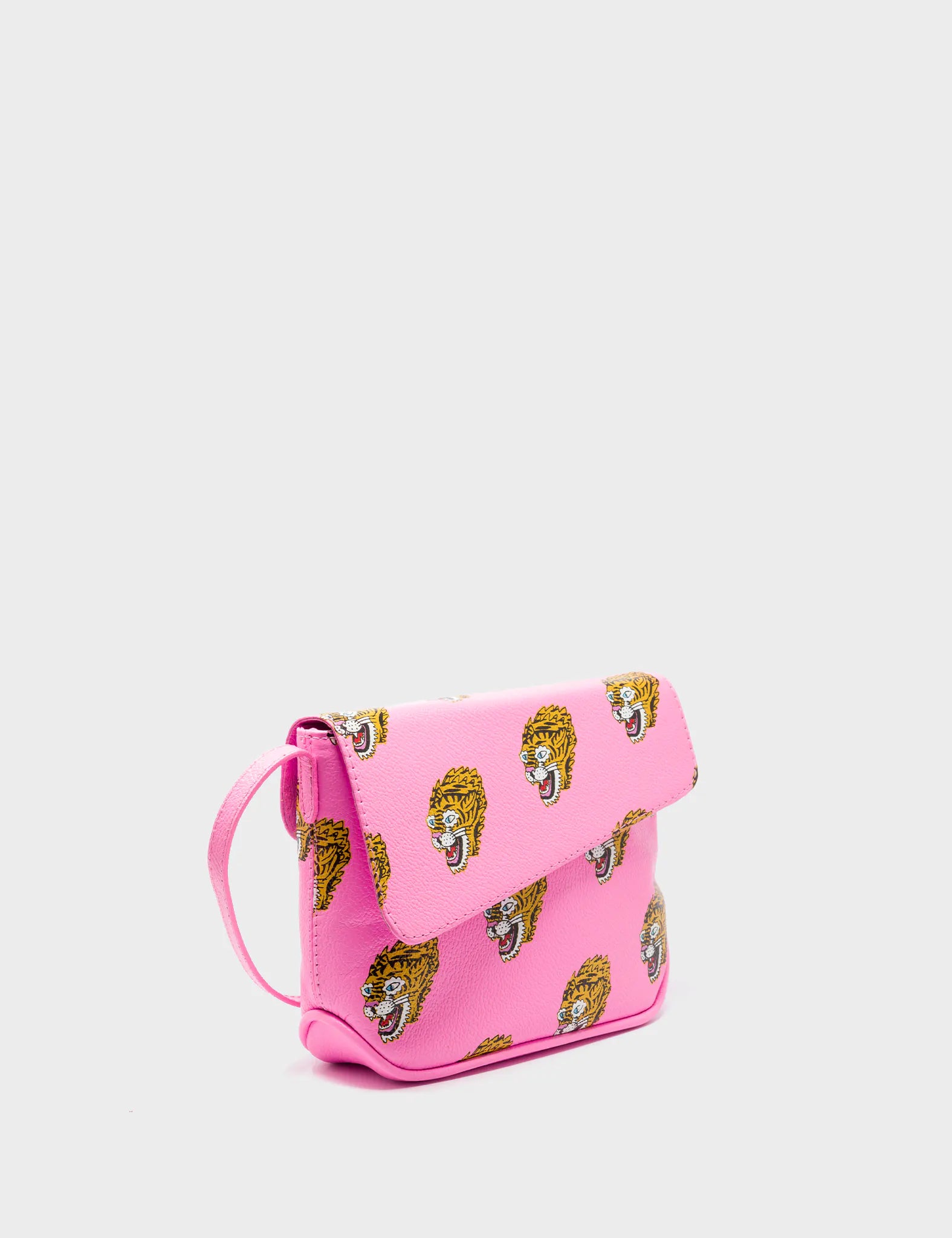 Bruno Mini Crossbody Bag - Bubblegum Pink Genuine Leather with Tiger Print | Stylish Women's Purse for Everyday Use, Travel & Date Night