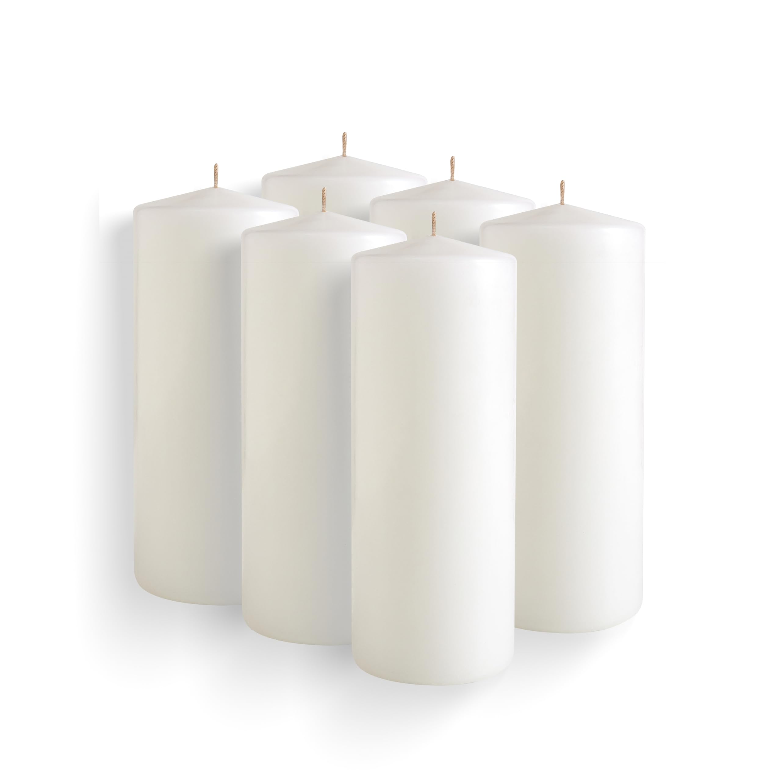 Simply Soson 2.5x6 Inch Unscented White Pillar Candles - Set of 6 Bulk Emergency Candles for Home Decor, Weddings, Church, Power Outages & Romantic Ambiance