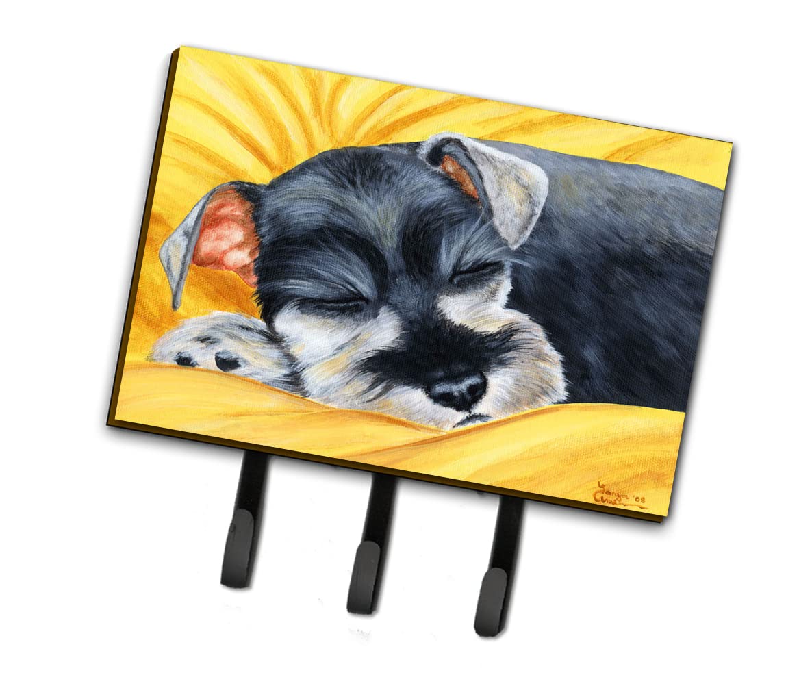 Caroline's Treasures AMB1161TH68 Snoozing Schnauzer Wall Hook Organizer - Key Holder, Coat Rack, Leash Hanger for Entryway, Kitchen & Bathroom Organization