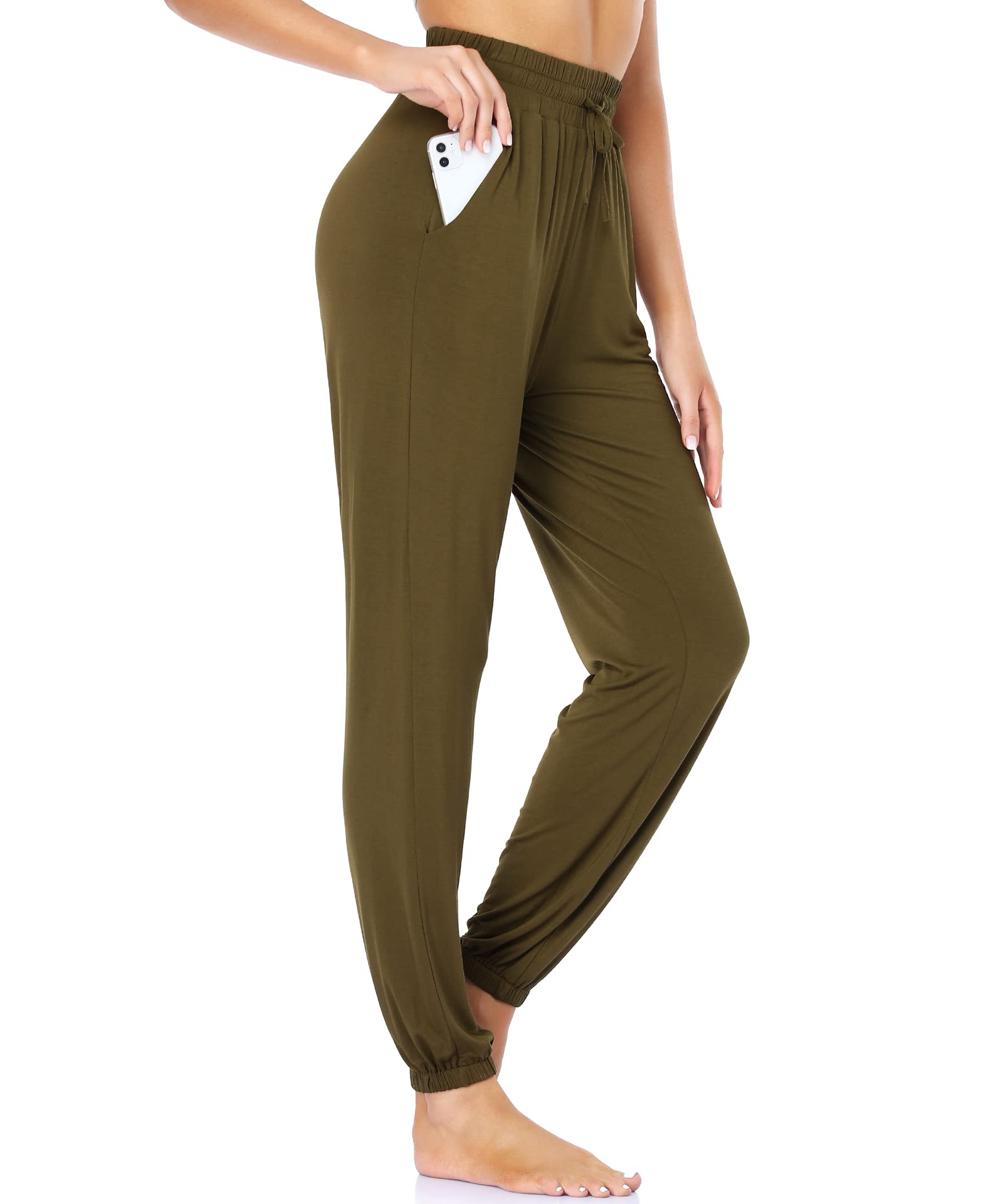 ASIMOON Women's Yoga Sweatpants with Pockets - Lightweight Loose Lounge Pants, Soft Stretch Joggers for Workout, Running & Casual Wear - Perfect for Yoga, Gym, Travel & Relaxing at Home