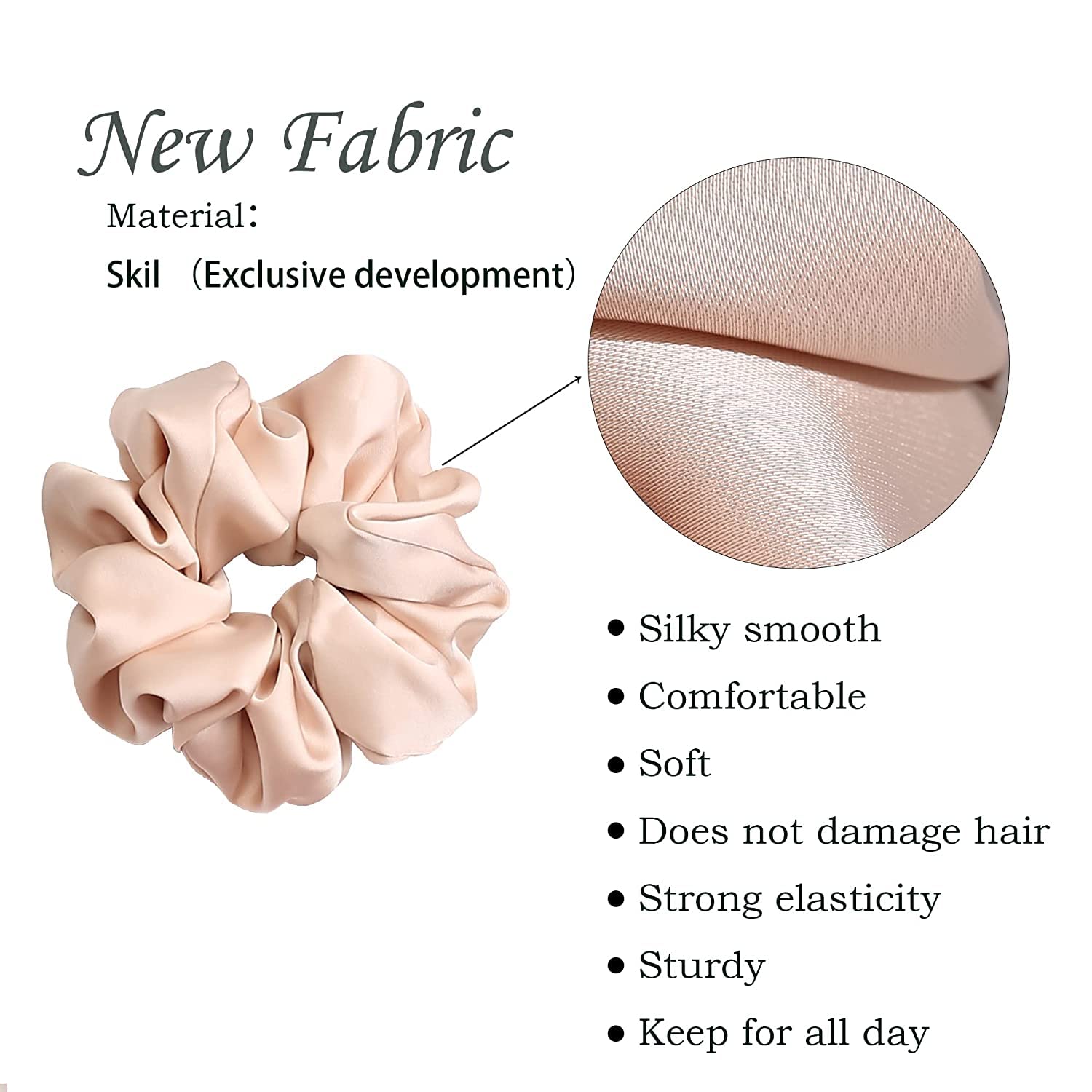6 Pcs Silk Satin Scrunchies Hair Ties - Soft Ponytail Holders for Women & Girls | Neutral Hair Accessories for Everyday, Workout & Special Occasions