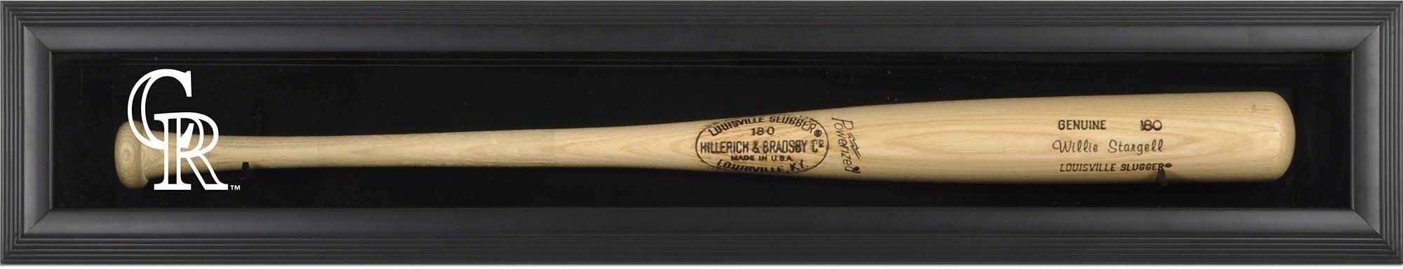 Colorado Rockies (2017-Present) Logo Framed Baseball Bat Display Case - Single Bat Wall Mount Showcase for Collectors - Perfect for Home, Office, or Sports Memorabilia Room Decor