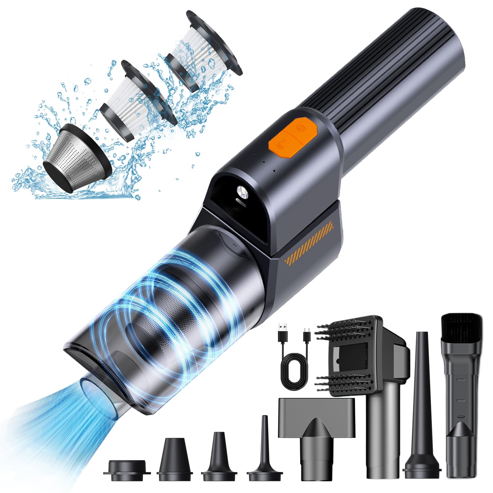 Tesla Car Vacuum Cleaner Cordless - 18000PA High Power Handheld Vacuum for Model Y/3/S/X Accessories | 8-in-1 Portable Vac with LED Light, 3 Speeds & 180° Foldable Design | Fast 2H Charge | Perfect for Car Interior Cleaning, Pet Hair Removal & Home Use