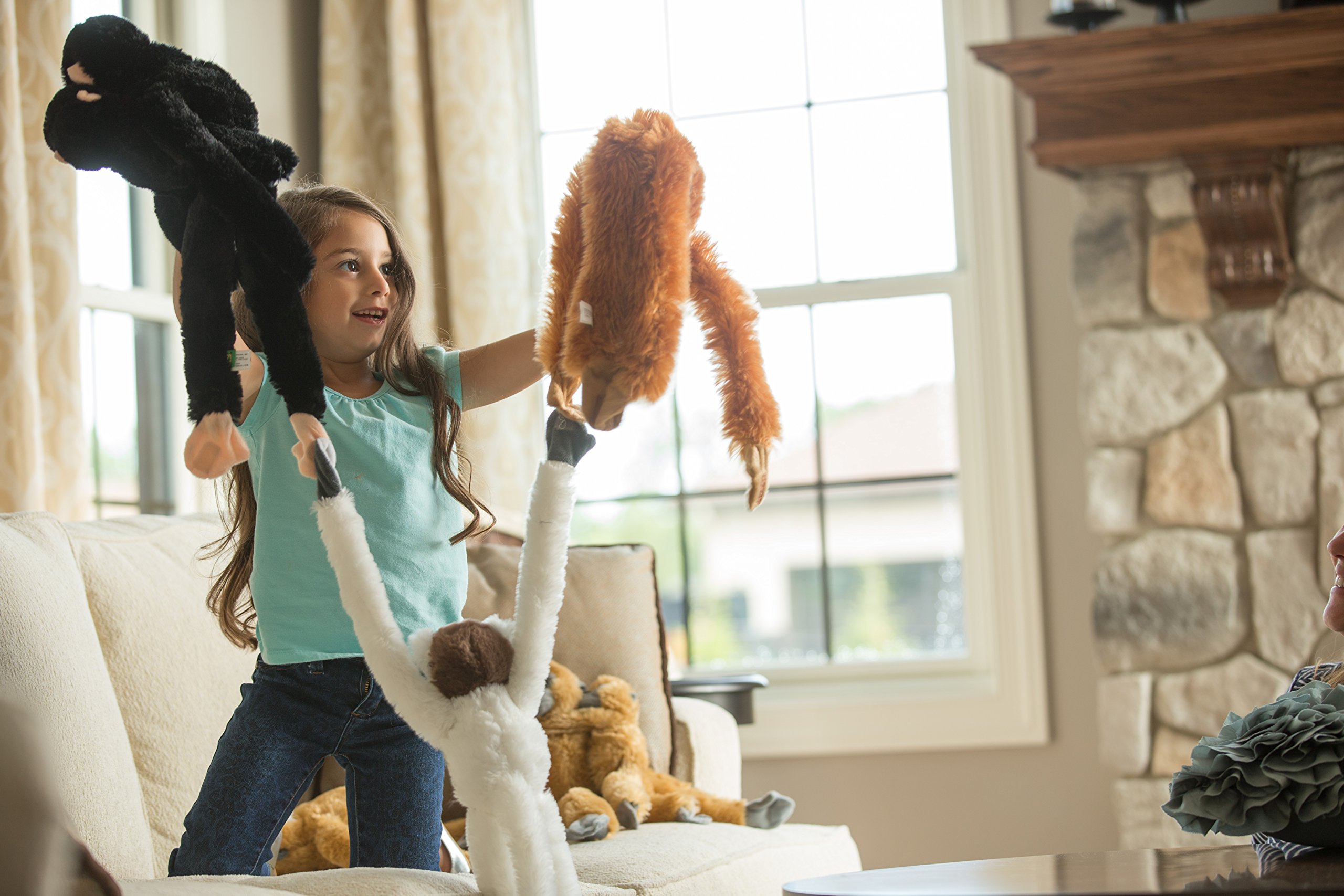 Wild Republic Common Langur with Baby Plush - 20 Inch Hanging Monkey Stuffed Animal Toy, Soft Cuddly Gift for Kids | Perfect for Nursery Decor, Birthday Presents & Wildlife Education