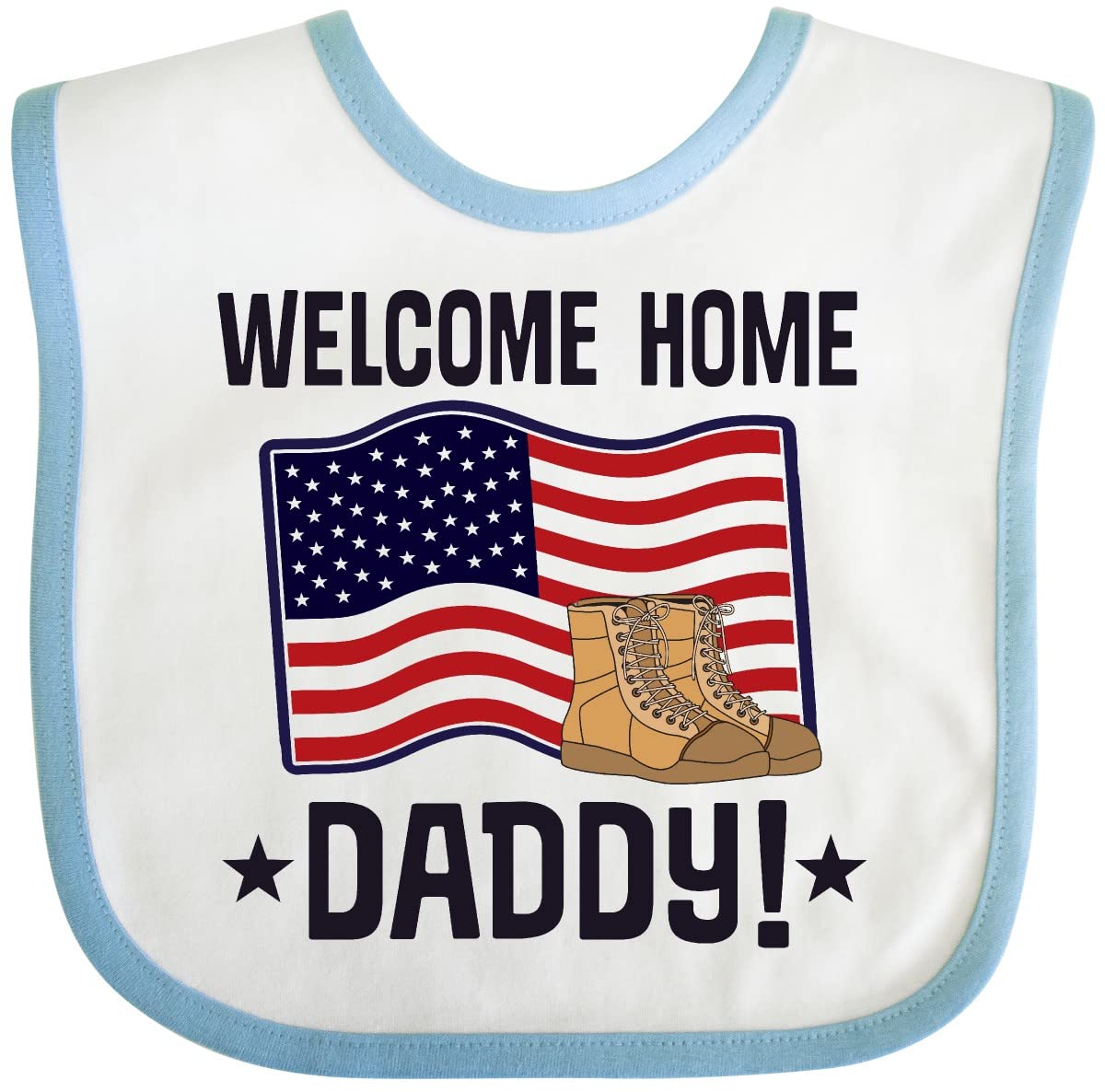 Inktastic Military Daddy Welcome Home Baby Bib - Soft Cotton Infant Feeding Bib for Newborns & Toddlers - Perfect for Homecoming, Father's Day & Military Family Gifts