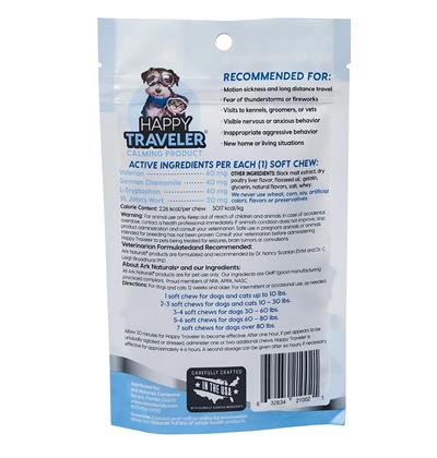 Ark Naturals Happy Traveler Calming Chews for Dogs - 75 Count Soft Chewable Treats - Reduce Anxiety & Motion Sickness for Travel, Vet Visits & Storms
