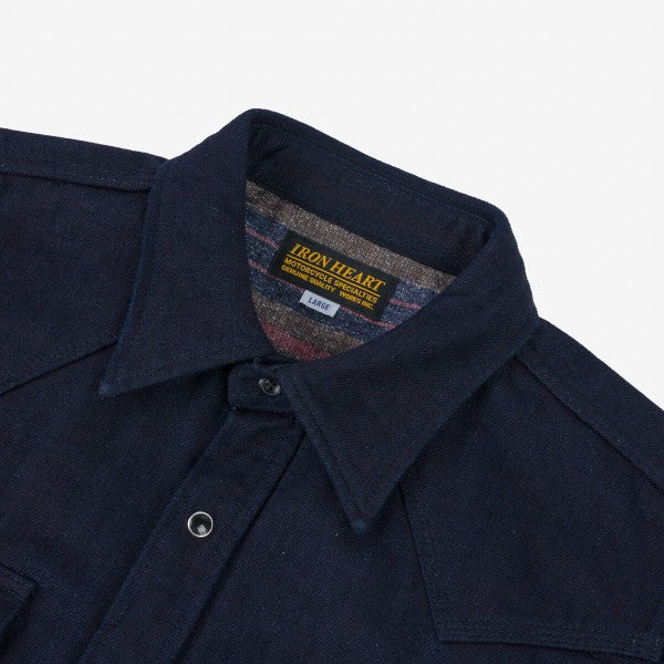 Iron Heart IHSH 368 14oz Double Cloth Western Shirt - Premium Denim Workwear for Men | Durable Indigo Shirt for Cowboy, Ranch & Outdoor Activities