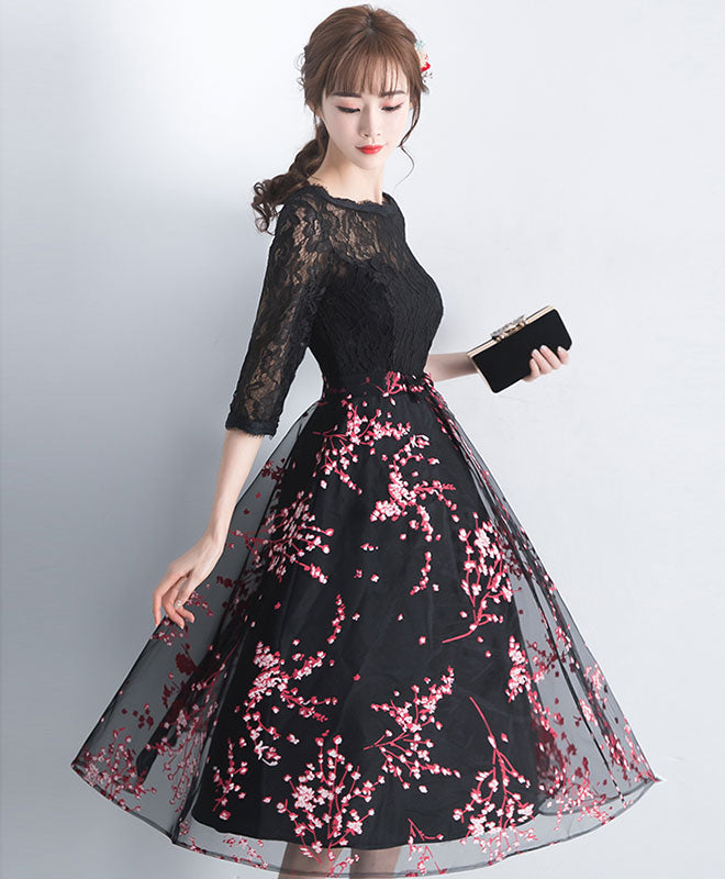 Elegant Black Lace Tulle Short Prom Dress for Women - Sexy Black Lace Bridesmaid Dress for Wedding Party - Perfect for Homecoming, Prom Night & Formal Events