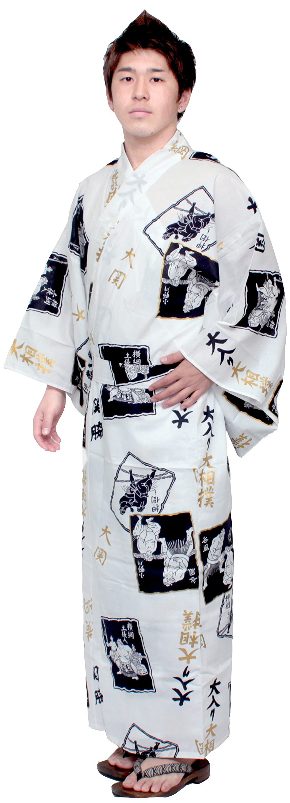 Japanese Kimono Yukata for Men - Long Cotton Robe (Large Size 60